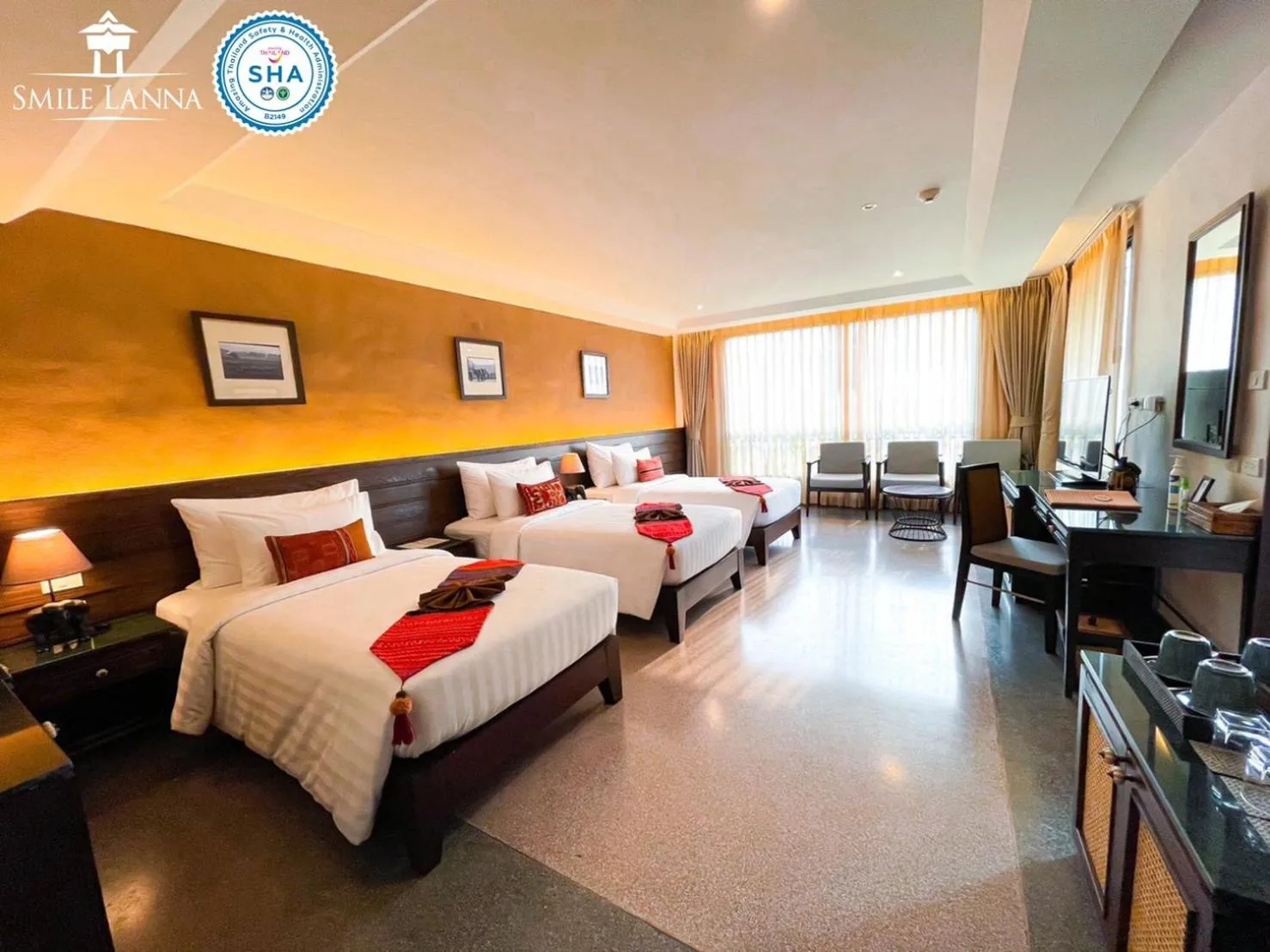 Bed in Smile Lanna Hotel