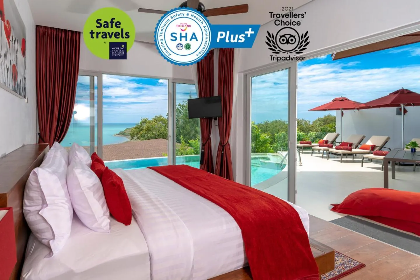 Photo of the whole room, Bed in Eranda Pool Spa Villa, Chaweng Koh Samui