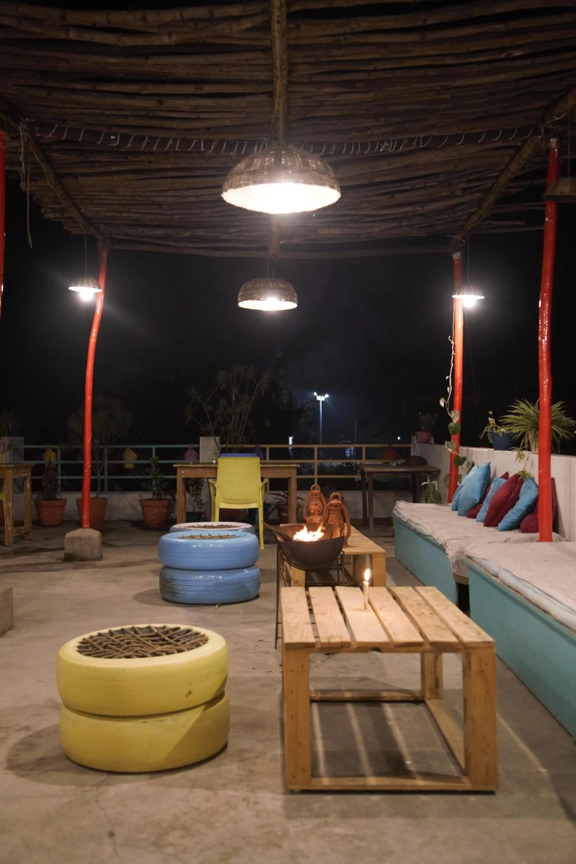 Seating area in Moustache Khajuraho