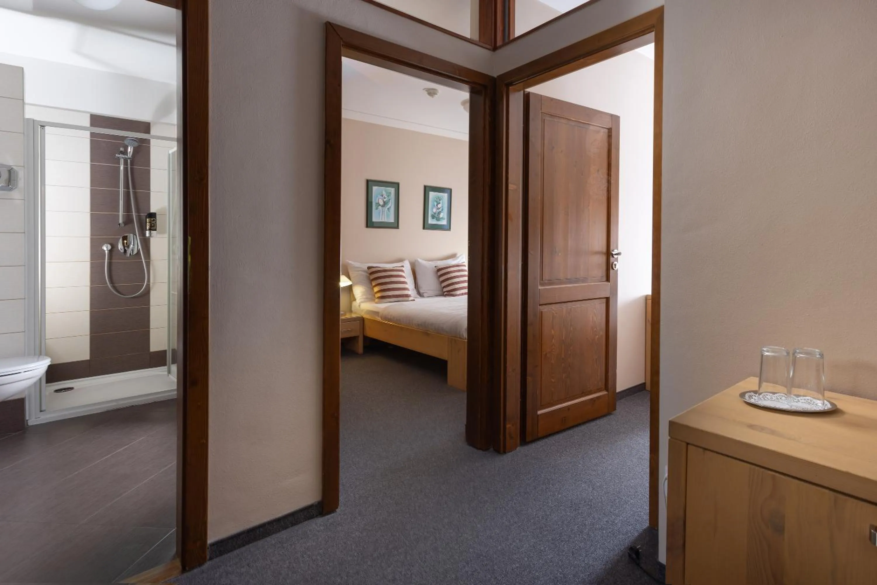 Bathroom, Bed in Hotel Praděd Thamm