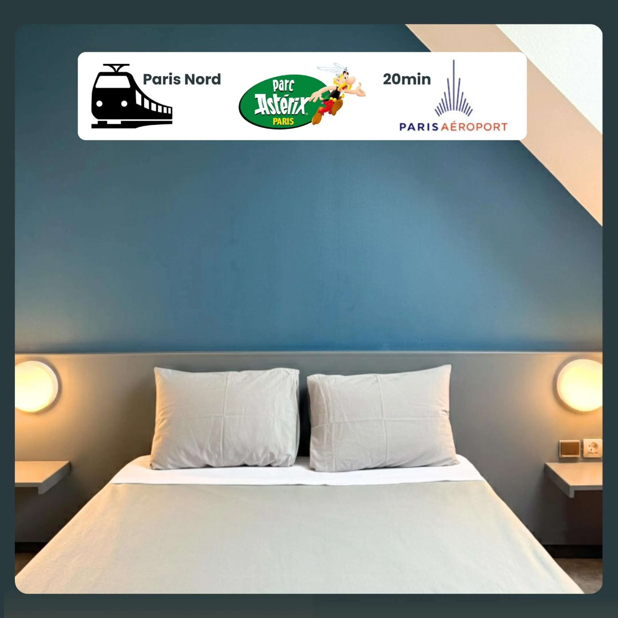 Bed in Hôtel La Nonette ASTERIX, CDG AIRPORT & PARIS CENTRE