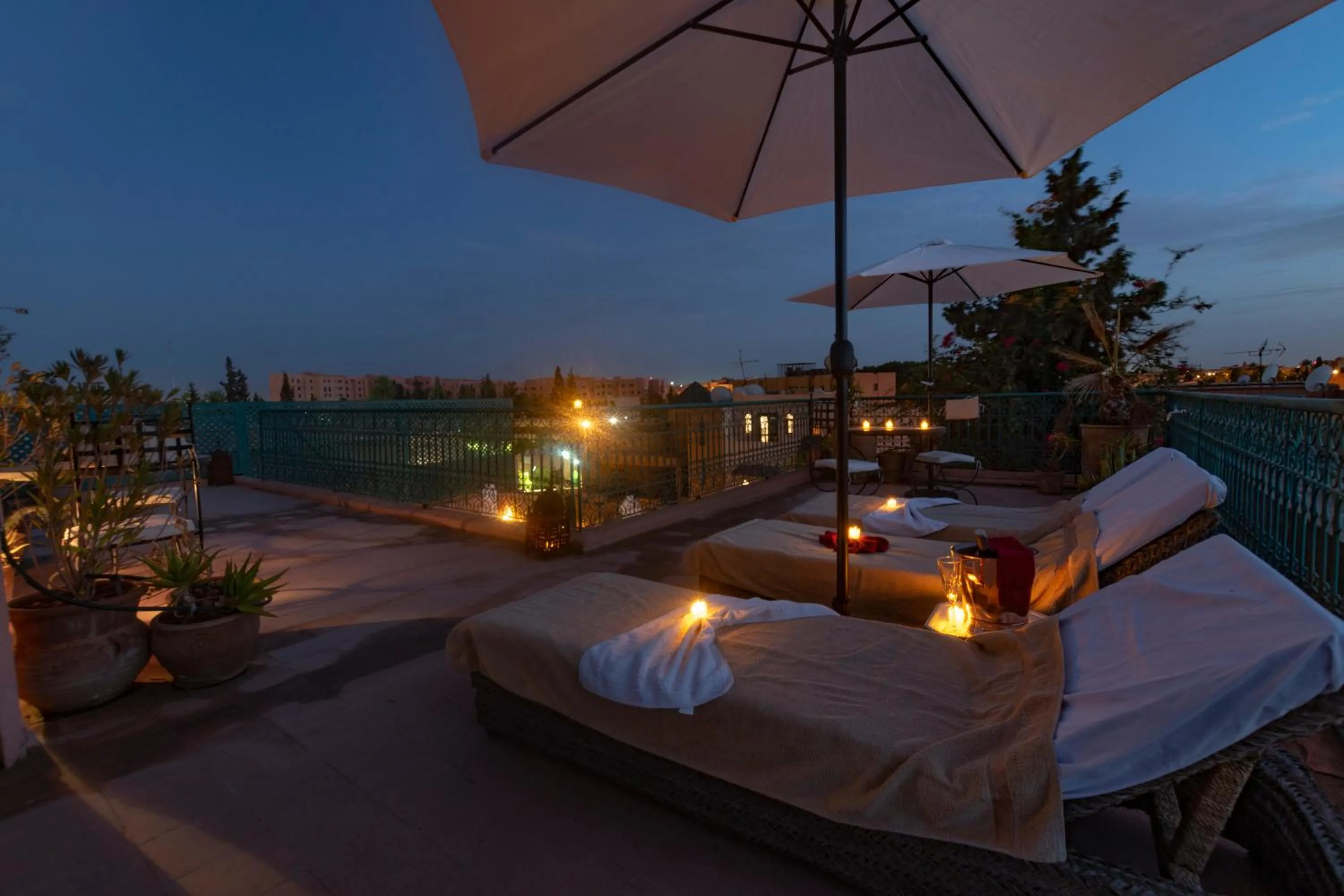 Patio, Bed in Villa Soraya Hammam & Jacuzzi