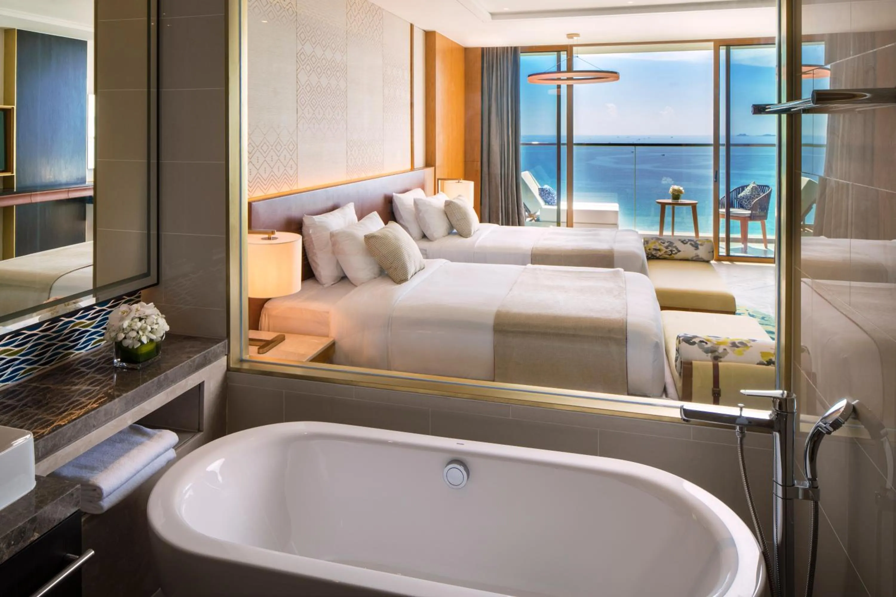 Bathroom, Bed in Mövenpick Resort Cam Ranh