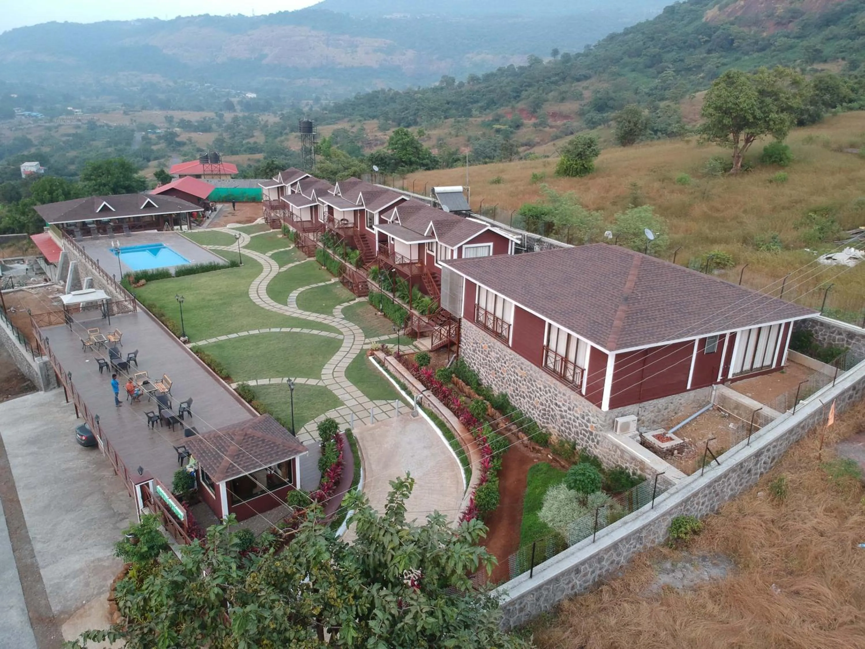 Bird's eye view in Green Velvet Resort-Near Pawna Lake
