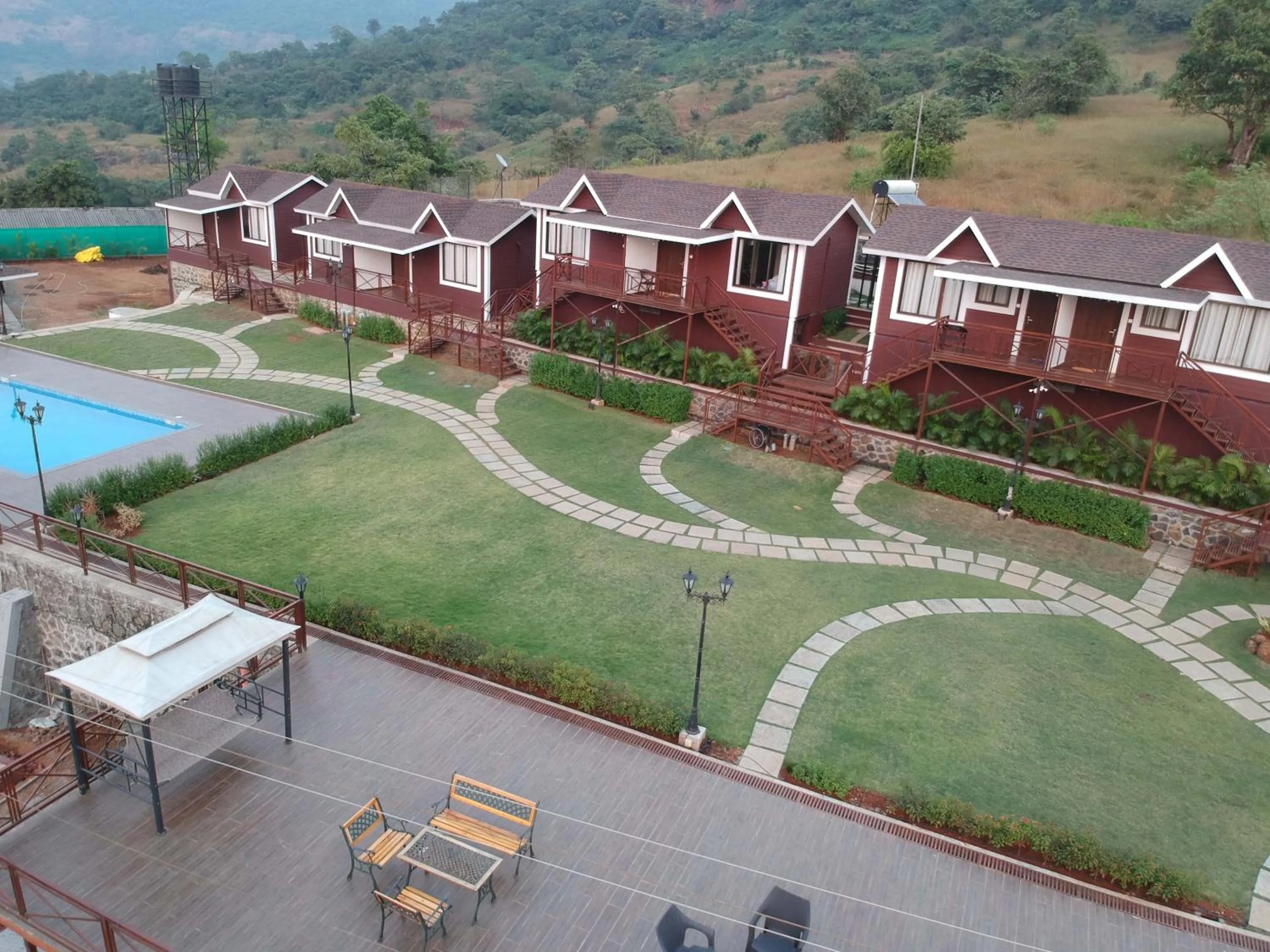 Bird's eye view in Green Velvet Resort-Near Pawna Lake