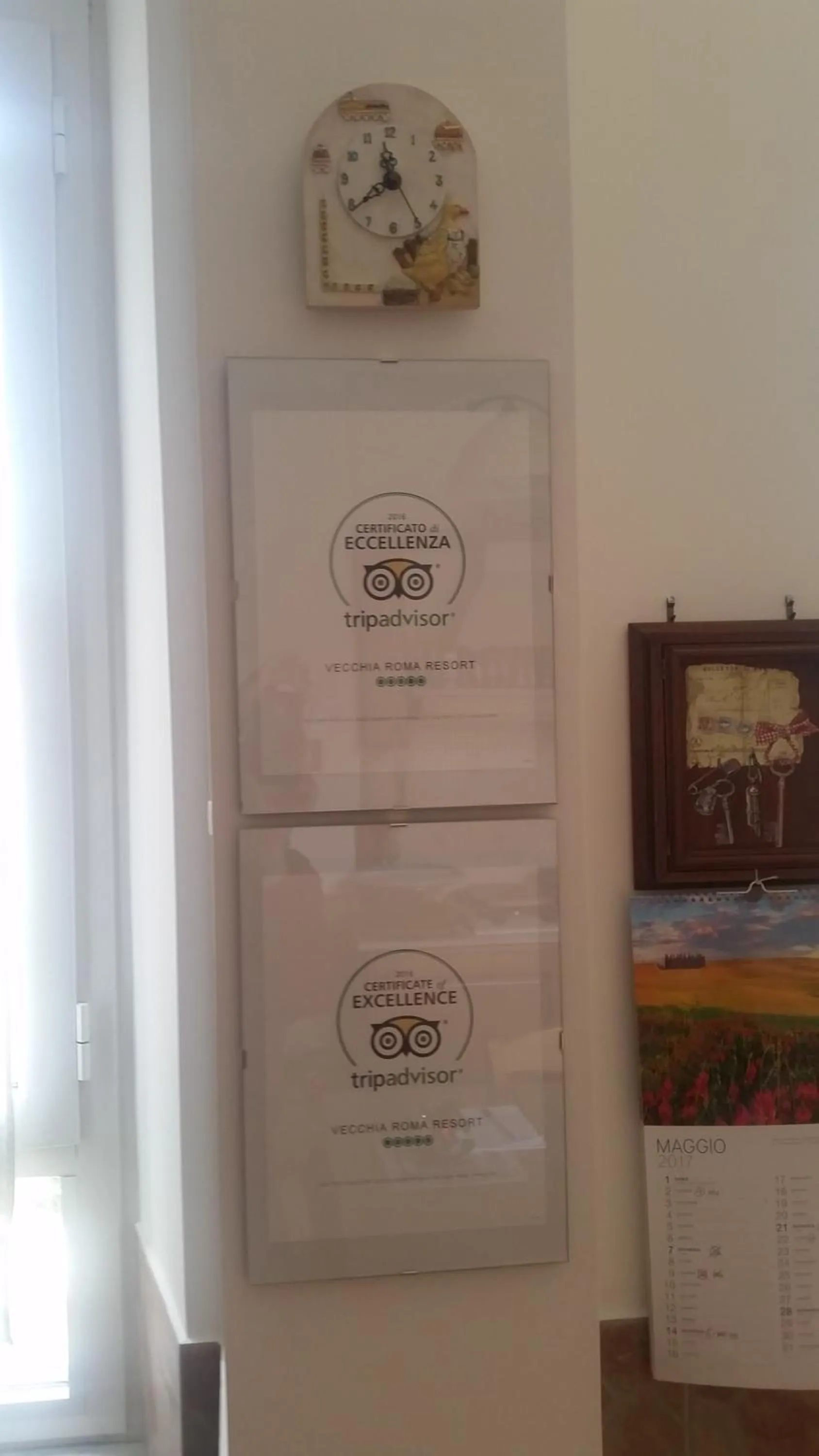 Certificate/Award in Vecchia Roma Resort