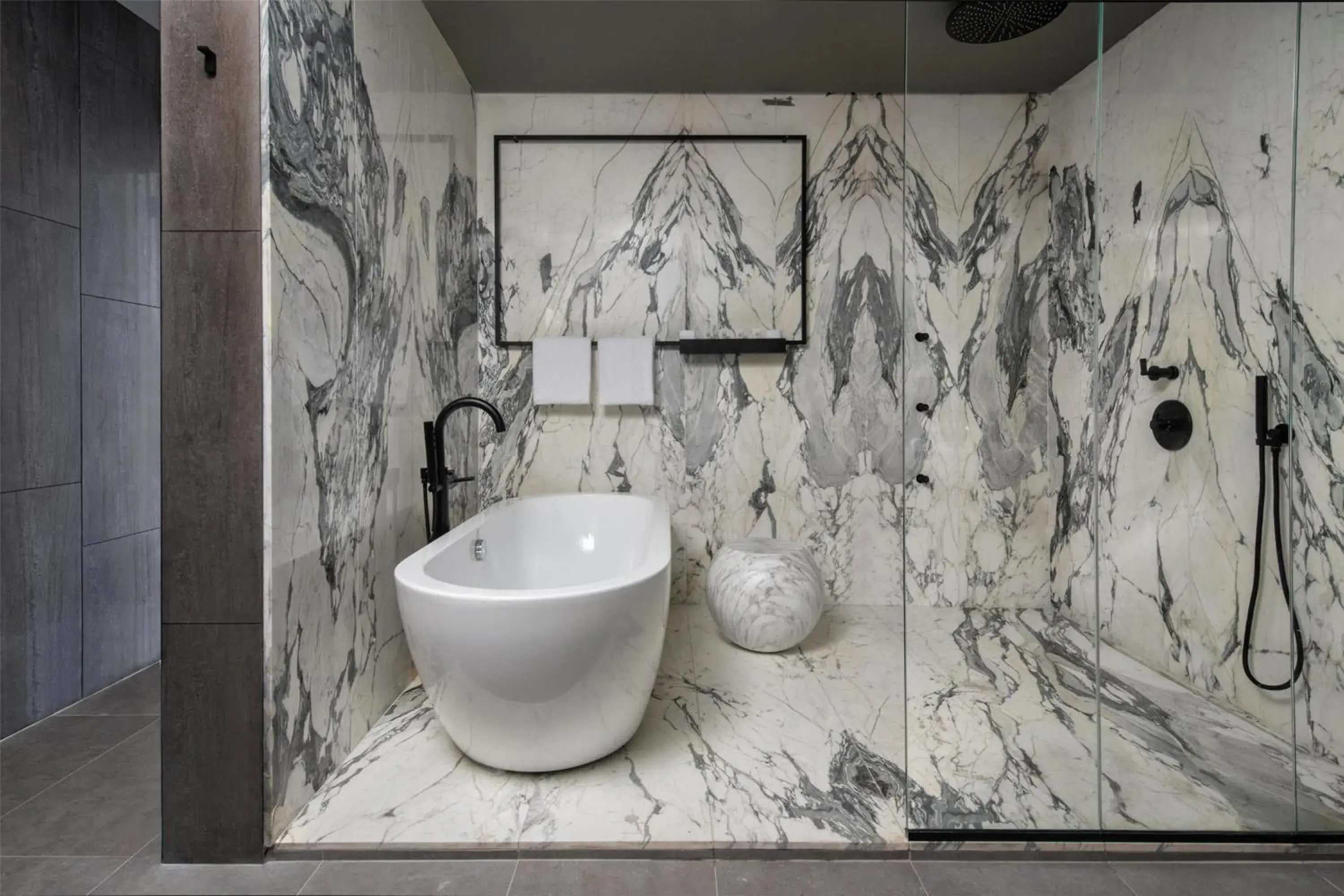 Bathroom in The Time New York, part of JdV by Hyatt Bathroom in The Time New York, part of JdV by Hyatt