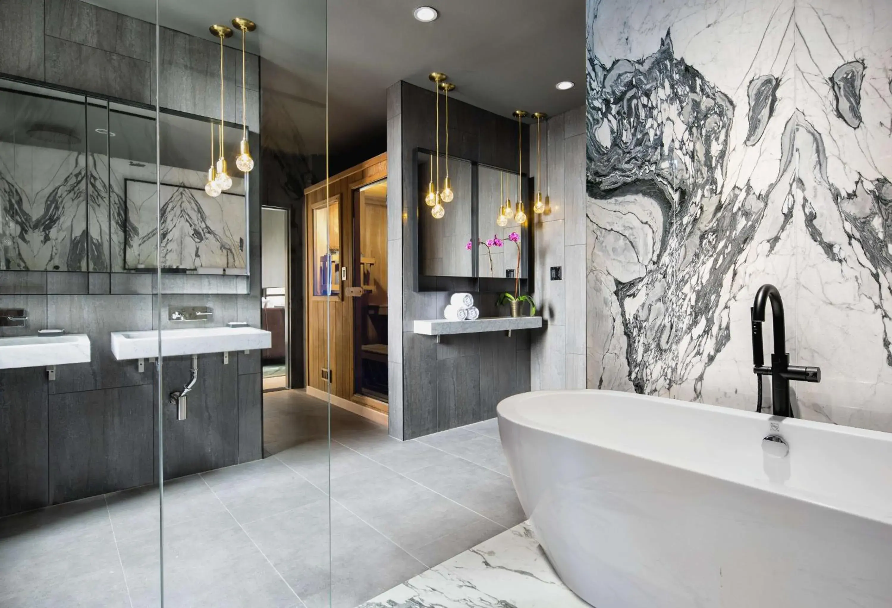 Bathroom in The Time New York, part of JdV by Hyatt Bathroom in The Time New York, part of JdV by Hyatt