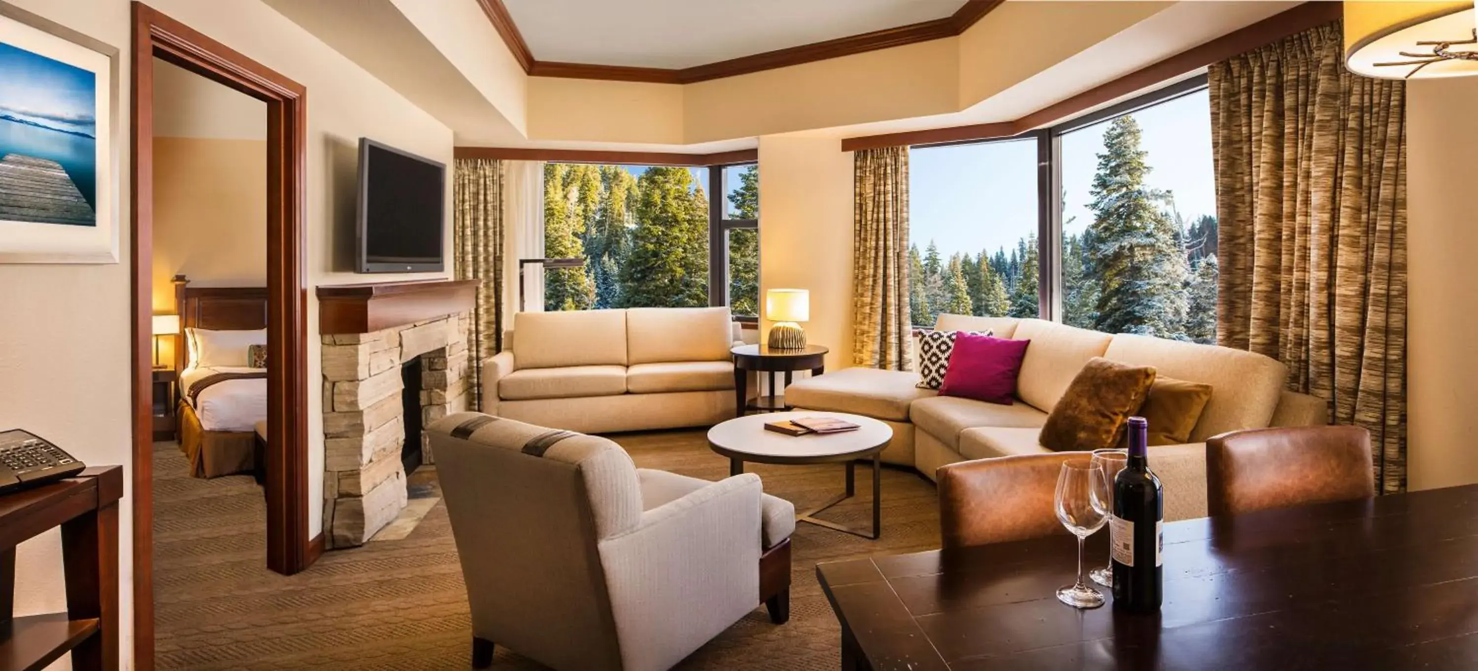 Deluxe Suite with Fireplace and Forest View in Everline Resort and Spa, Lake Tahoe Deluxe Suite with Fireplace and Forest View in Everline Resort and Spa, Lake Tahoe