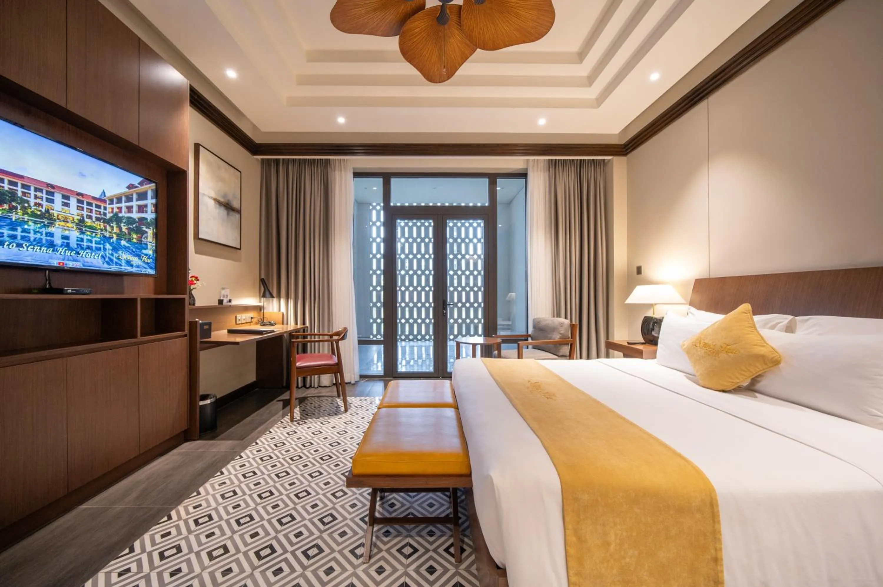 View (from property/room), Bed in Senna Hue Hotel