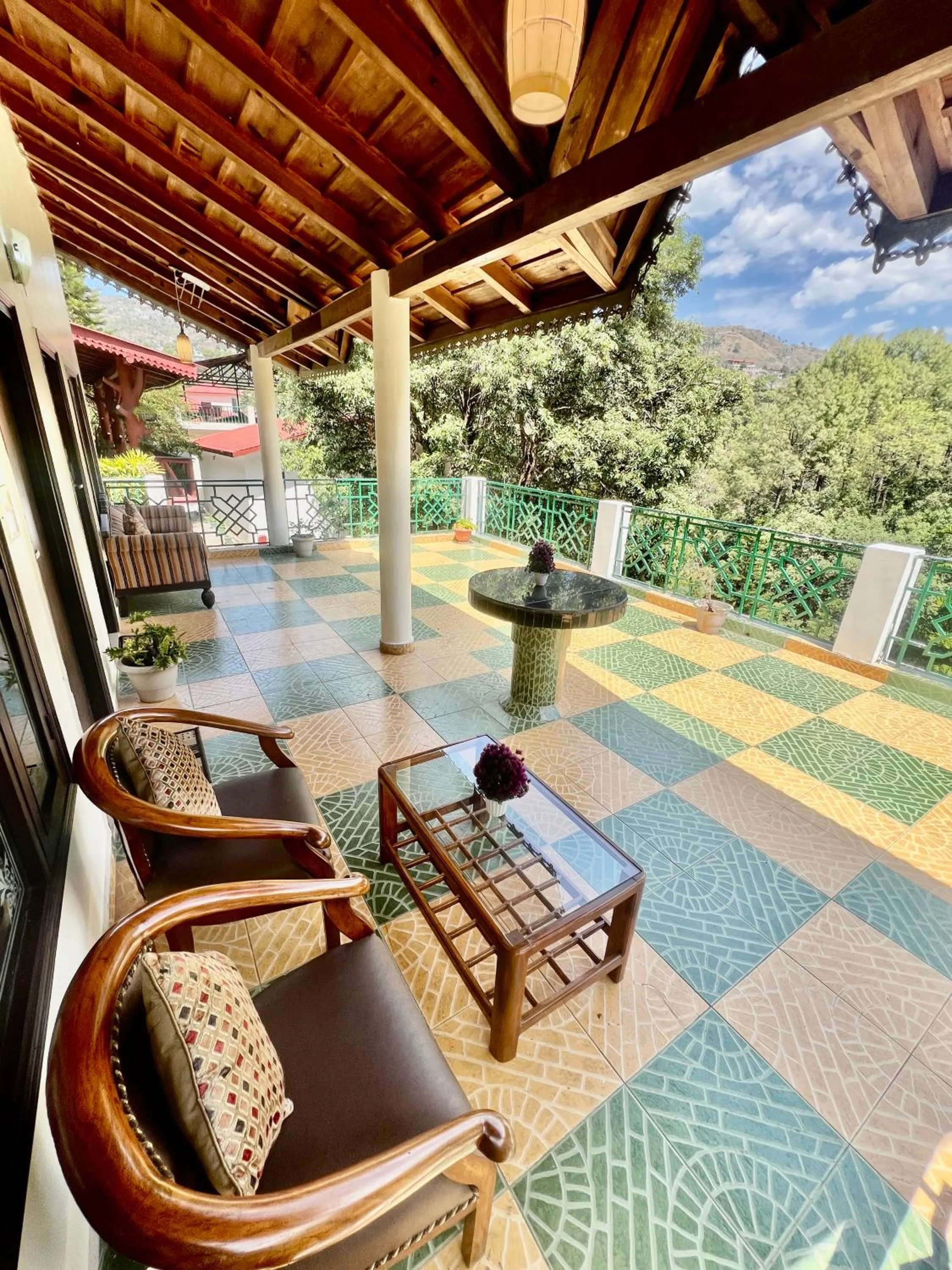 Balcony/Terrace in Sea Hawk - Luxury Hill Resort 4 mins from Bhimtal Lake