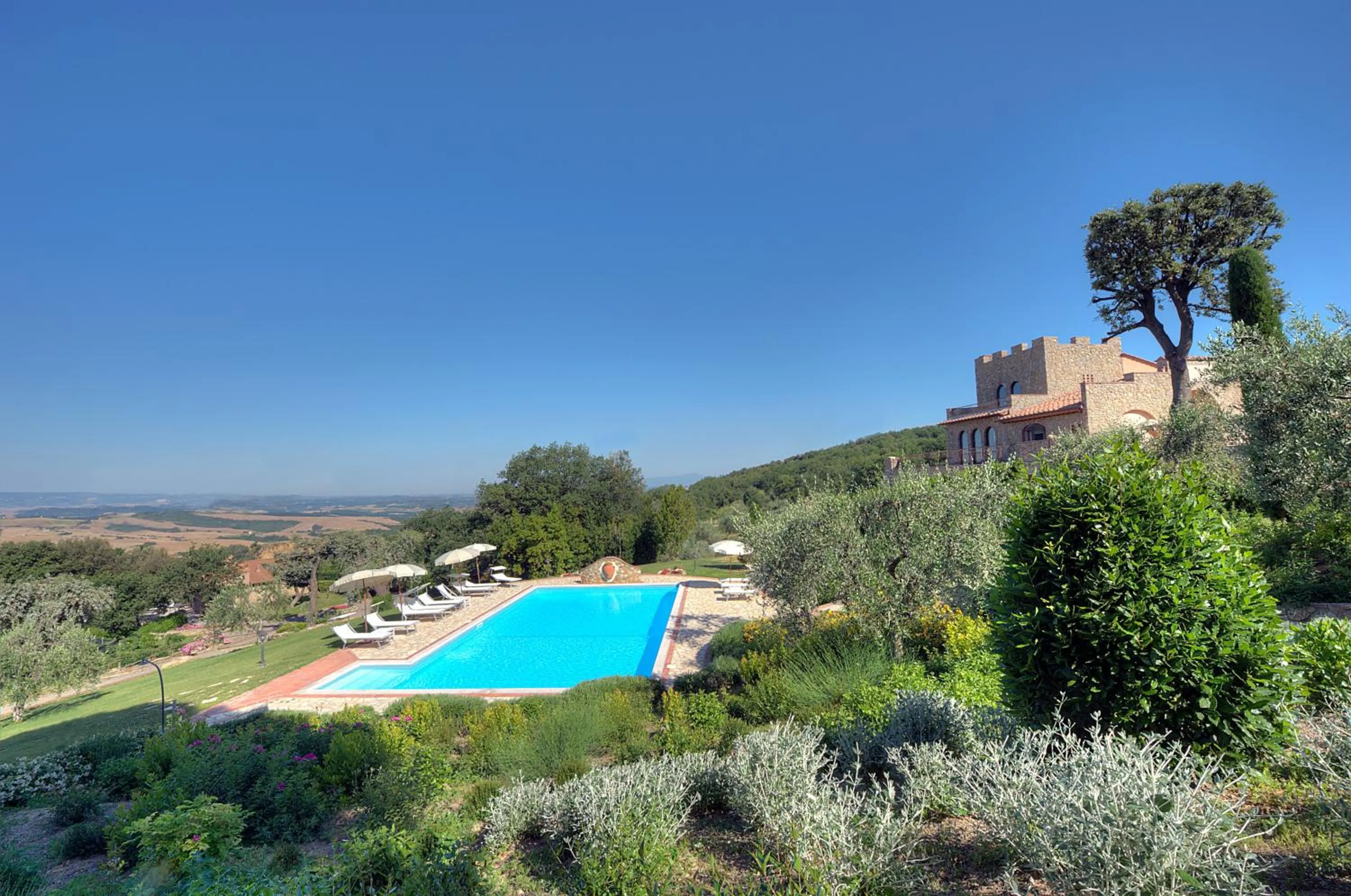 Pool view in La Vecchia Sassa
