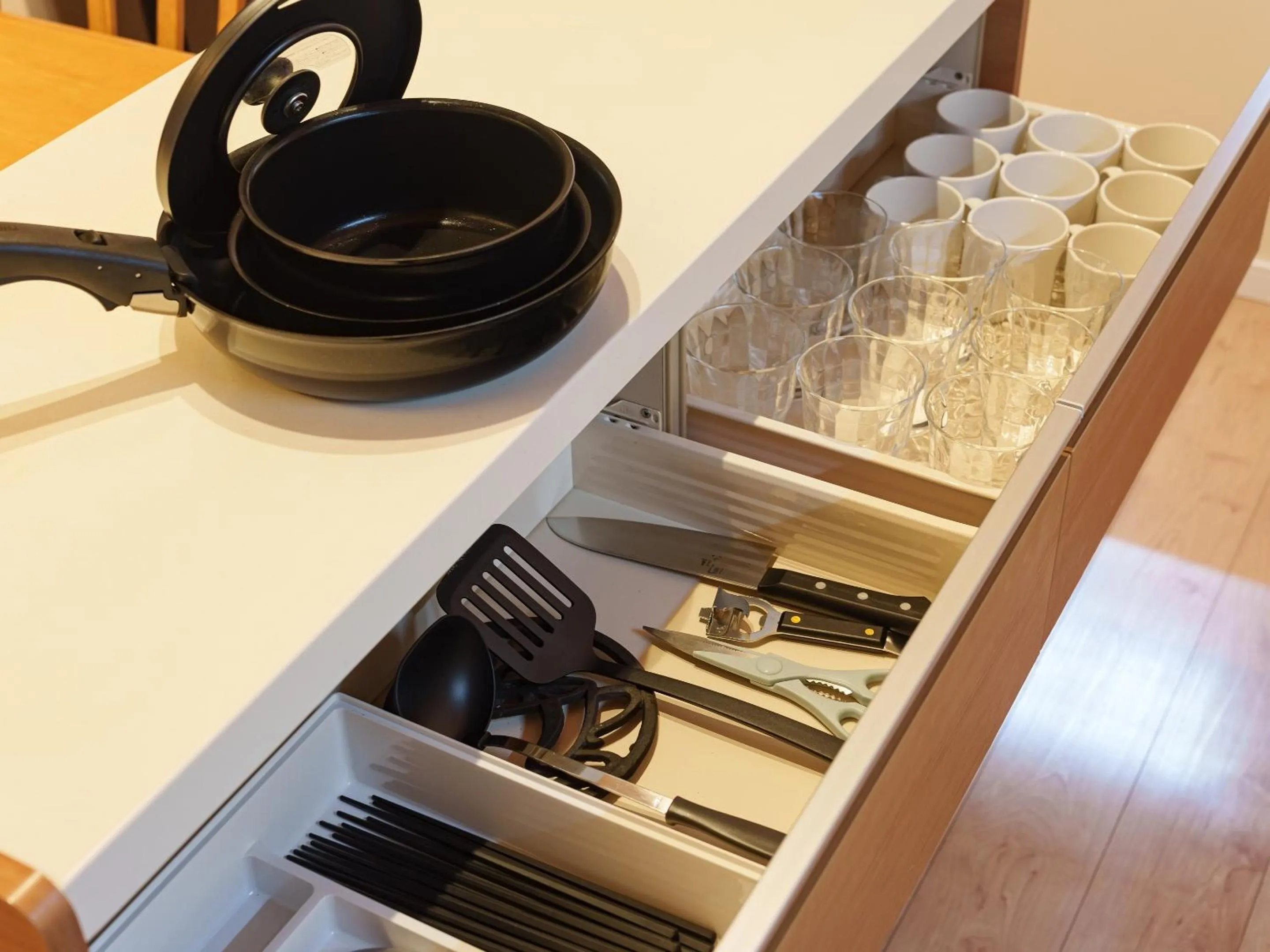 kitchen in Aqua Palace Chatan by Coldio Premium