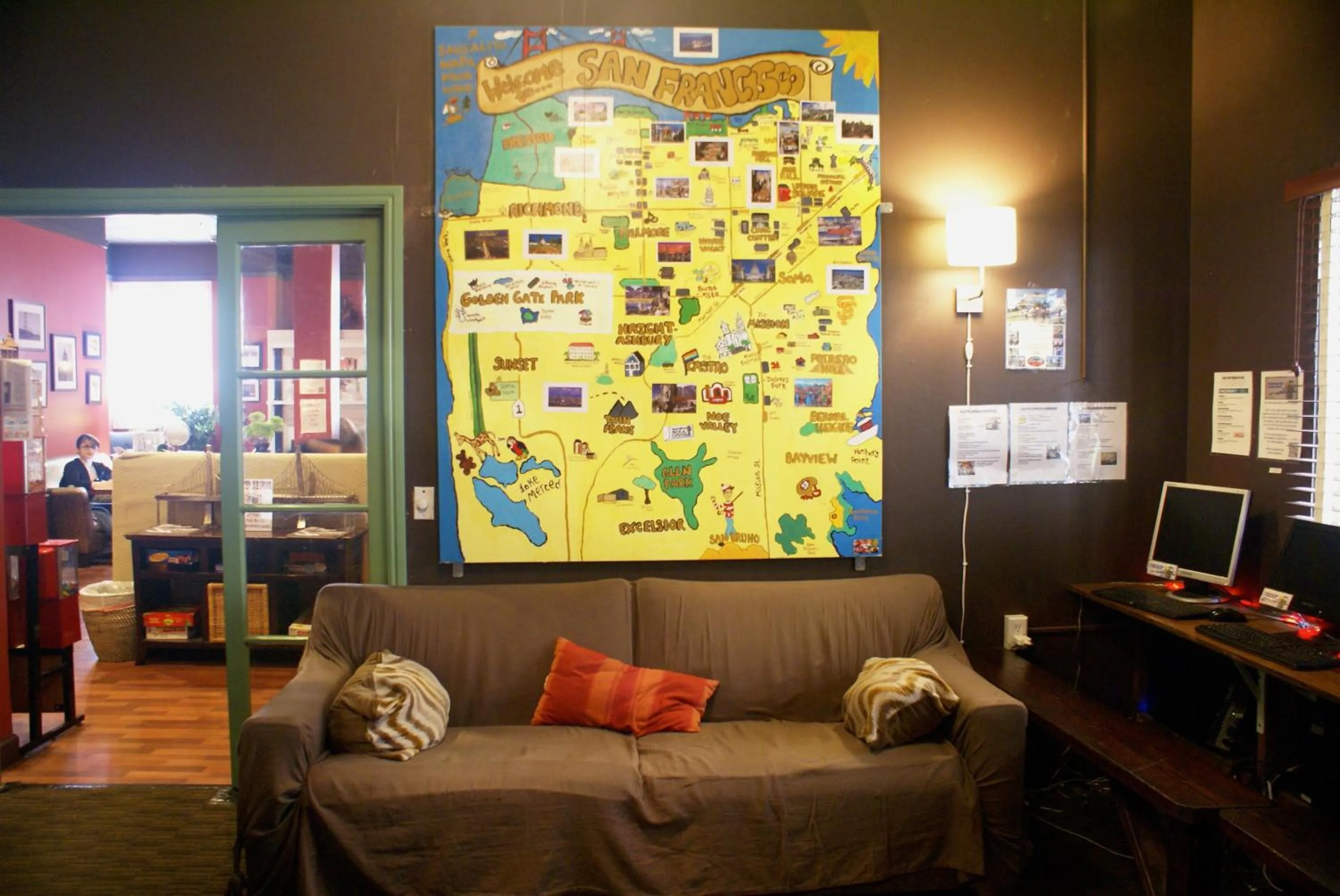 Seating area, Bed in Adelaide Hostel