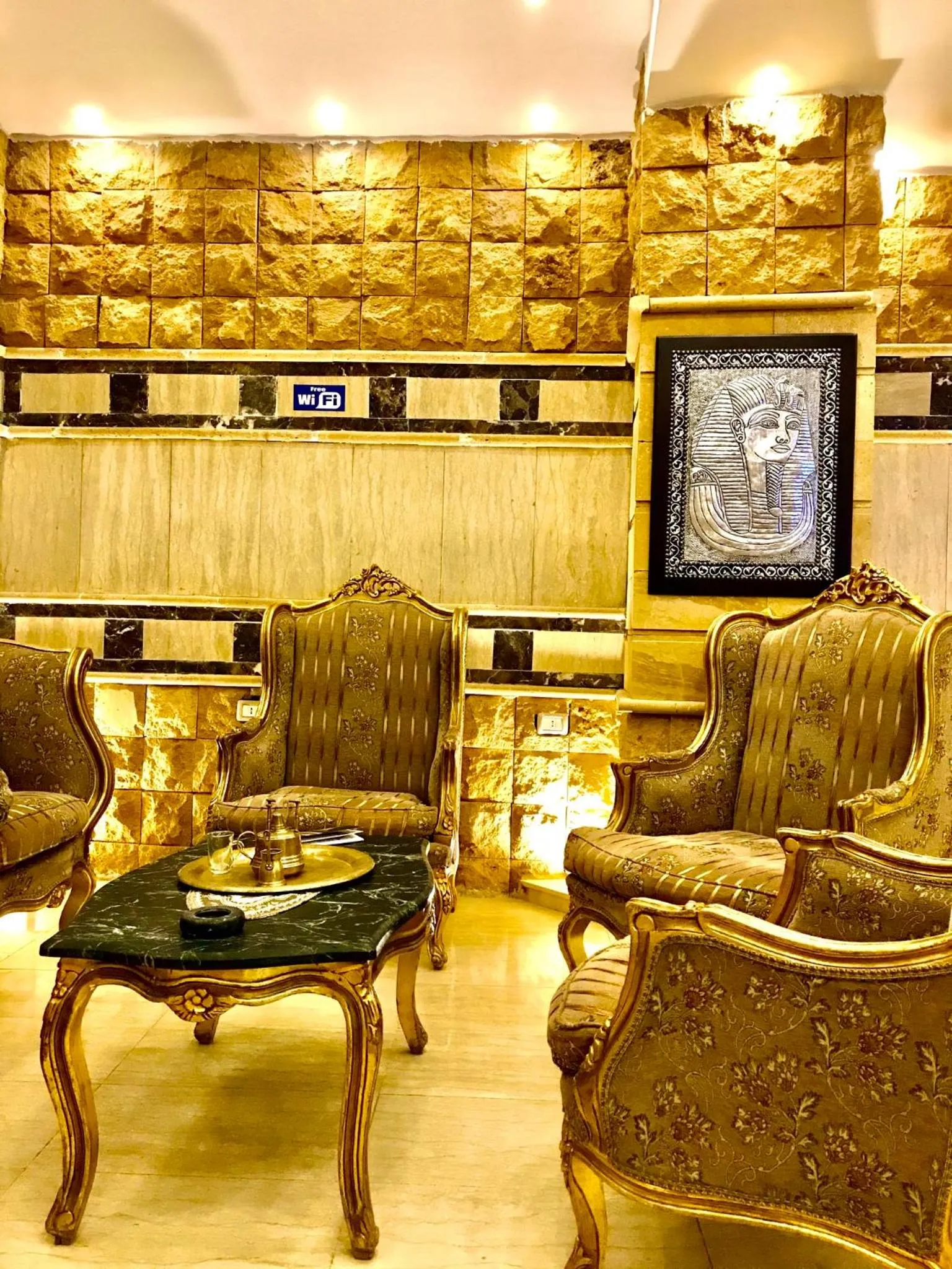 Seating area in Sahara Pyramids Inn