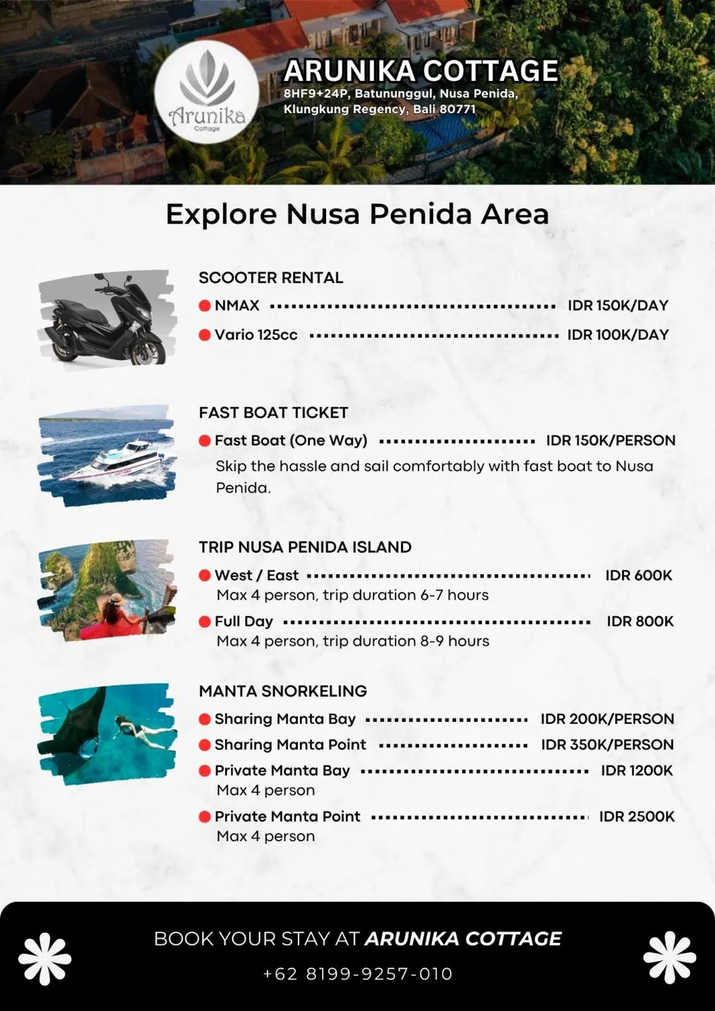 shuttle in Arunika Cottage