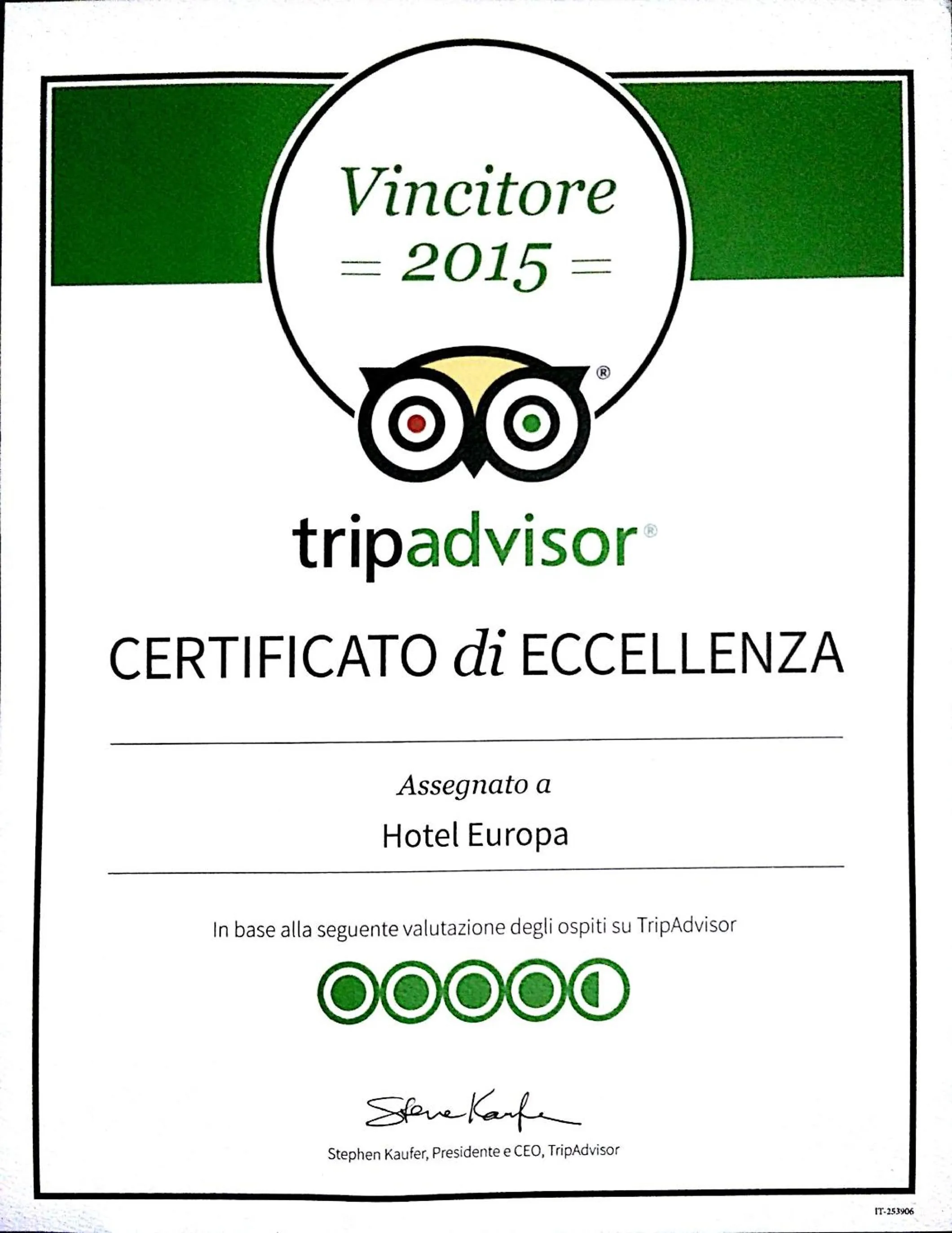 Logo/Certificate/Sign in Hotel Europa