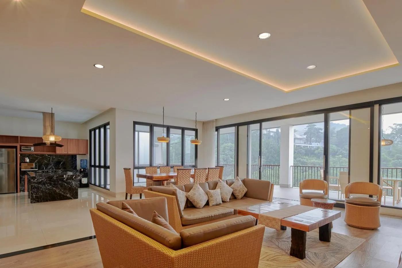 Living room in Kamala plantation view villa 10 bedrooms with a private heated Infinity pool and a billiard table