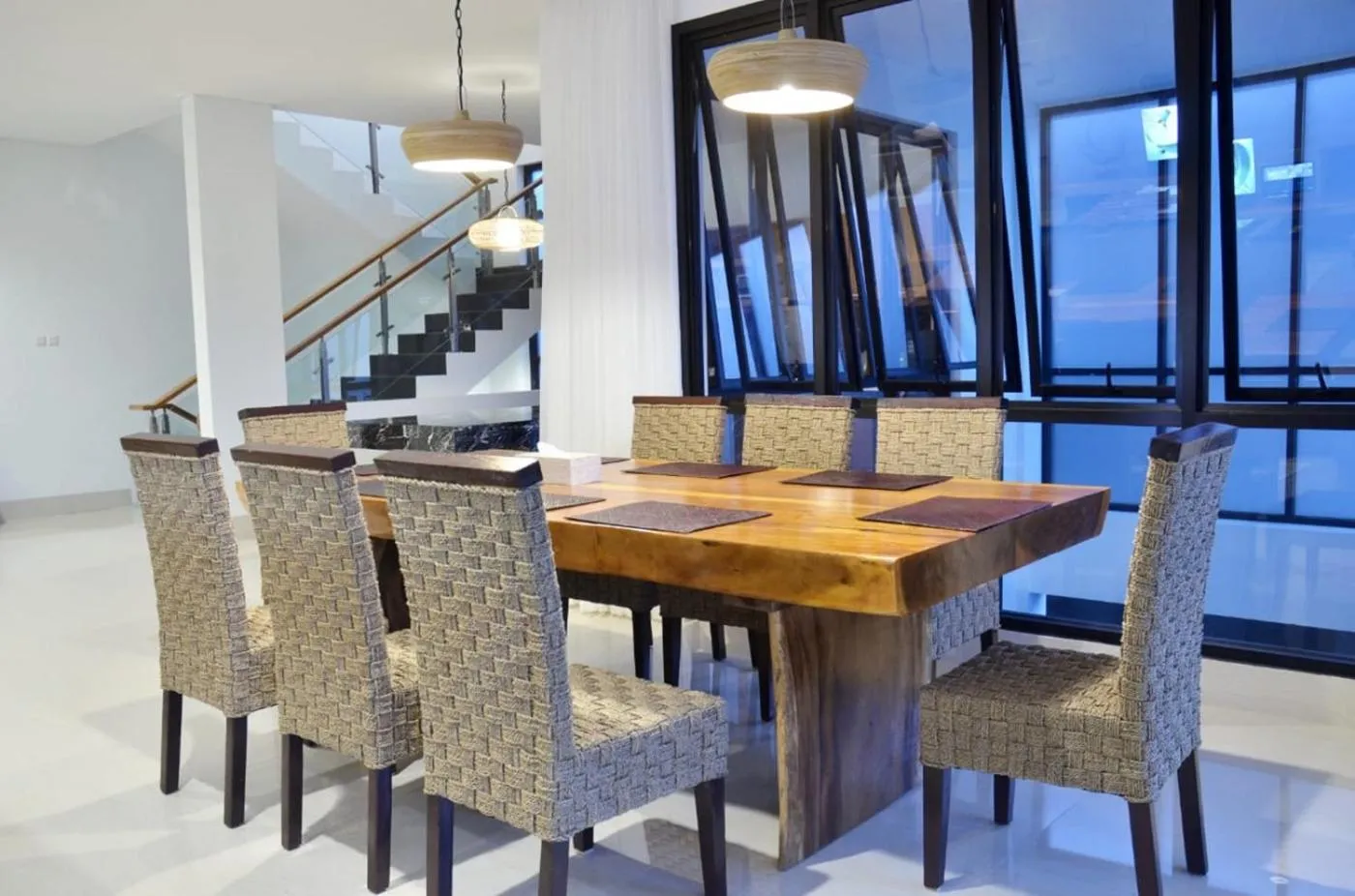 Dining area in Kamala plantation view villa 10 bedrooms with a private heated Infinity pool and a billiard table