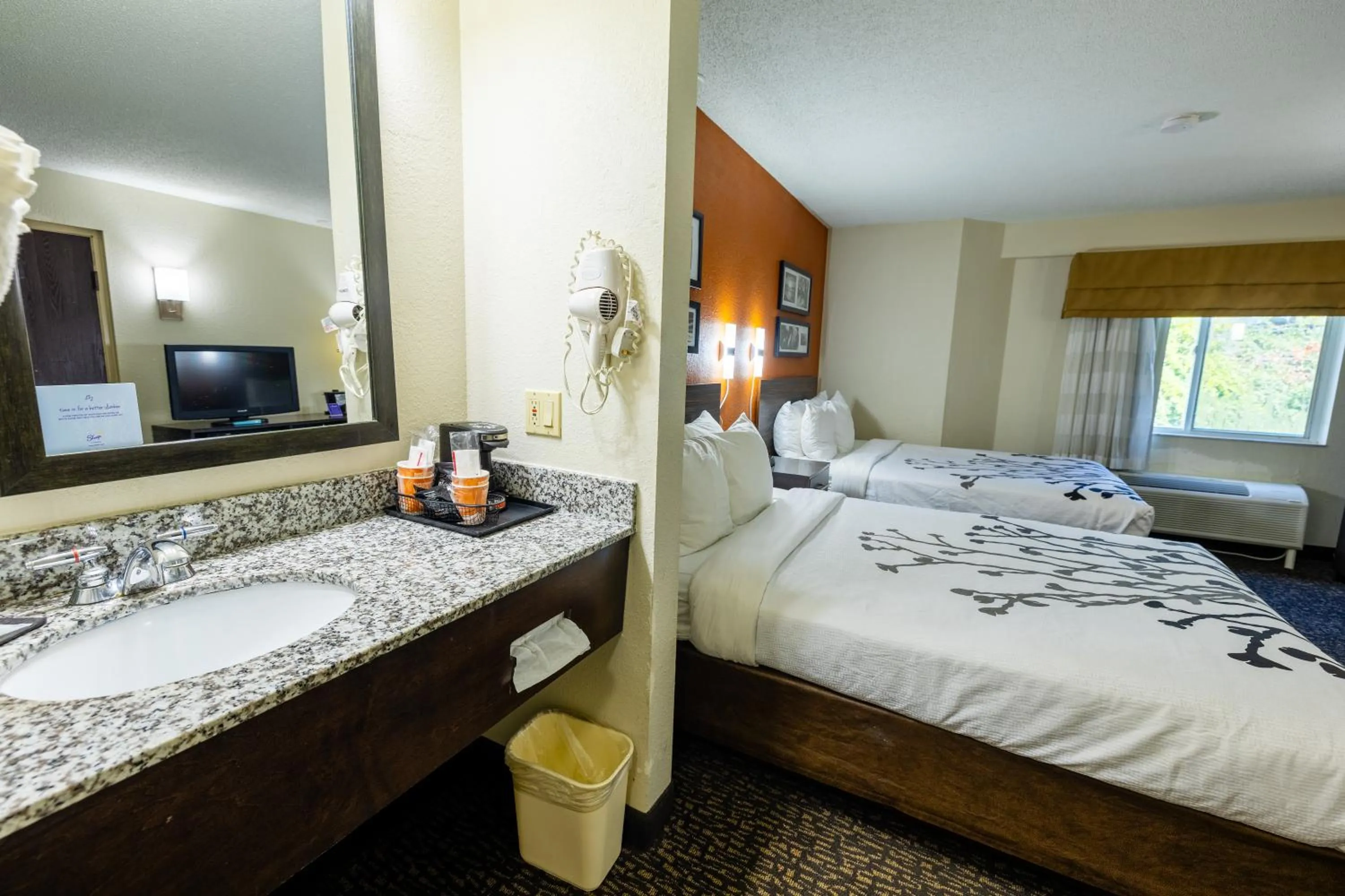 Bathroom, Bed in Sleep Inn Ormond Beach - Daytona