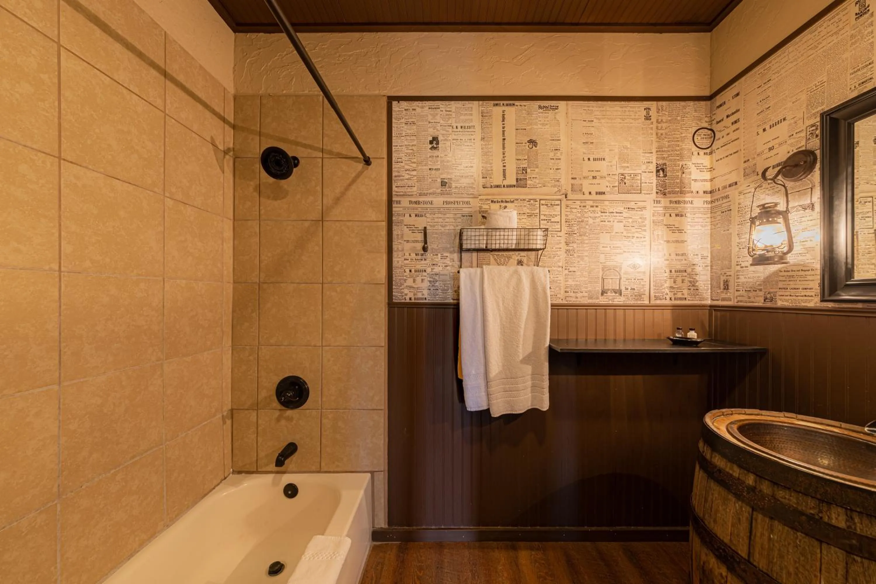 Shower in -Pet Friendly- Miners Cabin #5 -Two Double Beds - Private Balcony