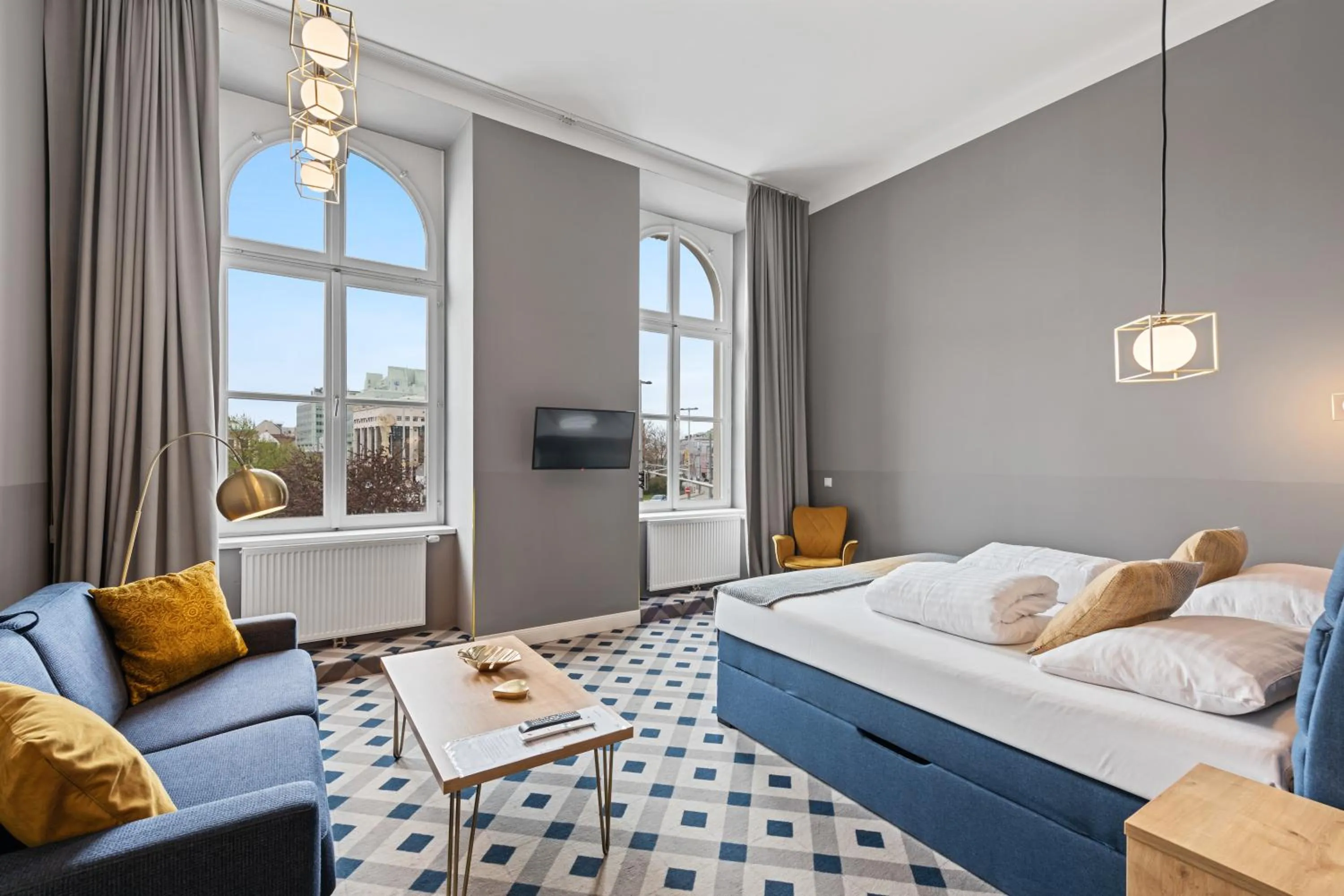 Living room, Bed in KH Opera Apartments