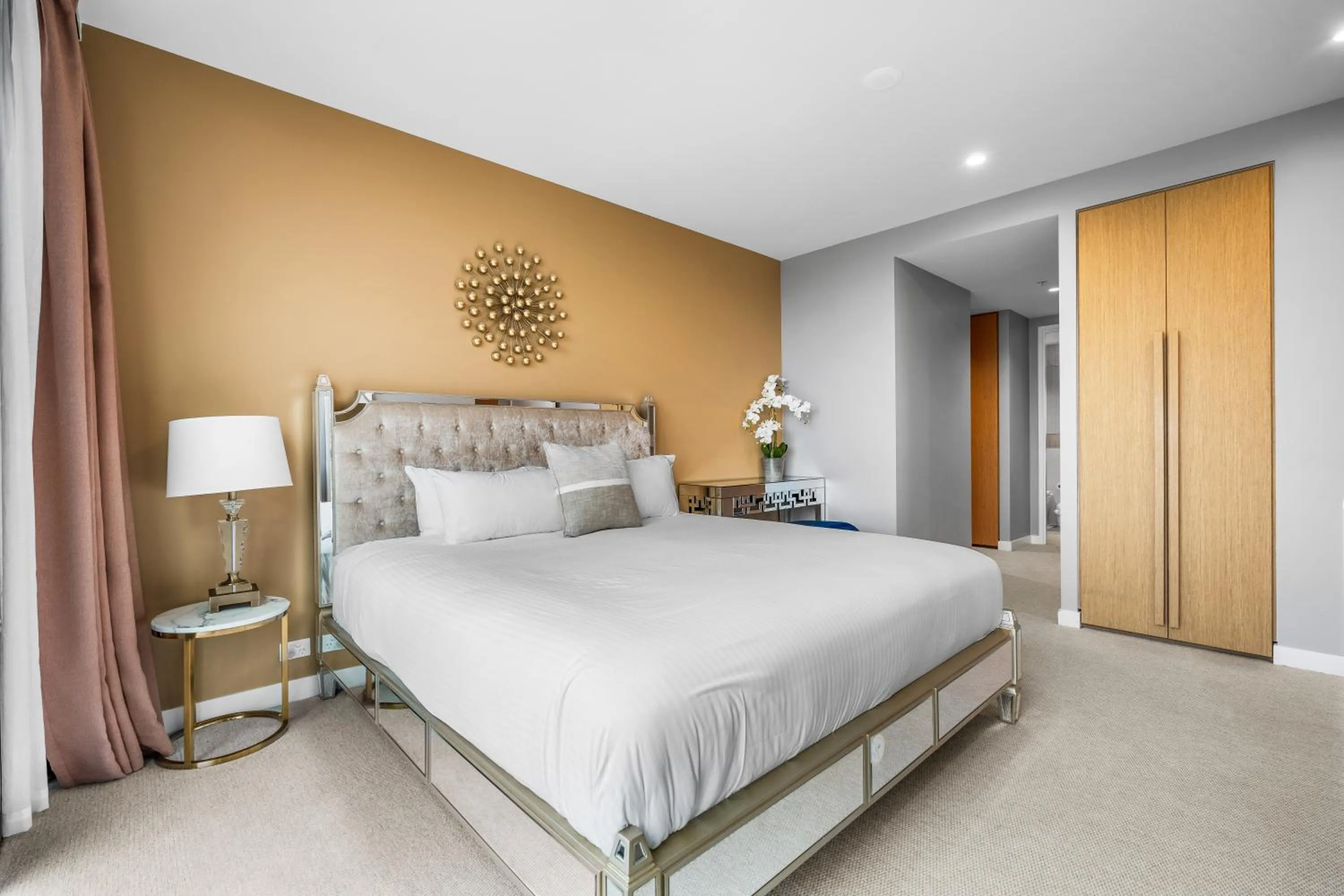 Bedroom, Bed in Collins House Apartments by CLLIX