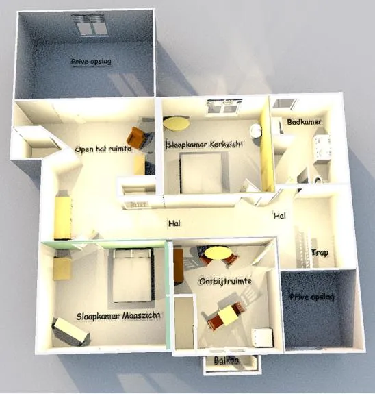 Floor plan in B&B MaasLandje