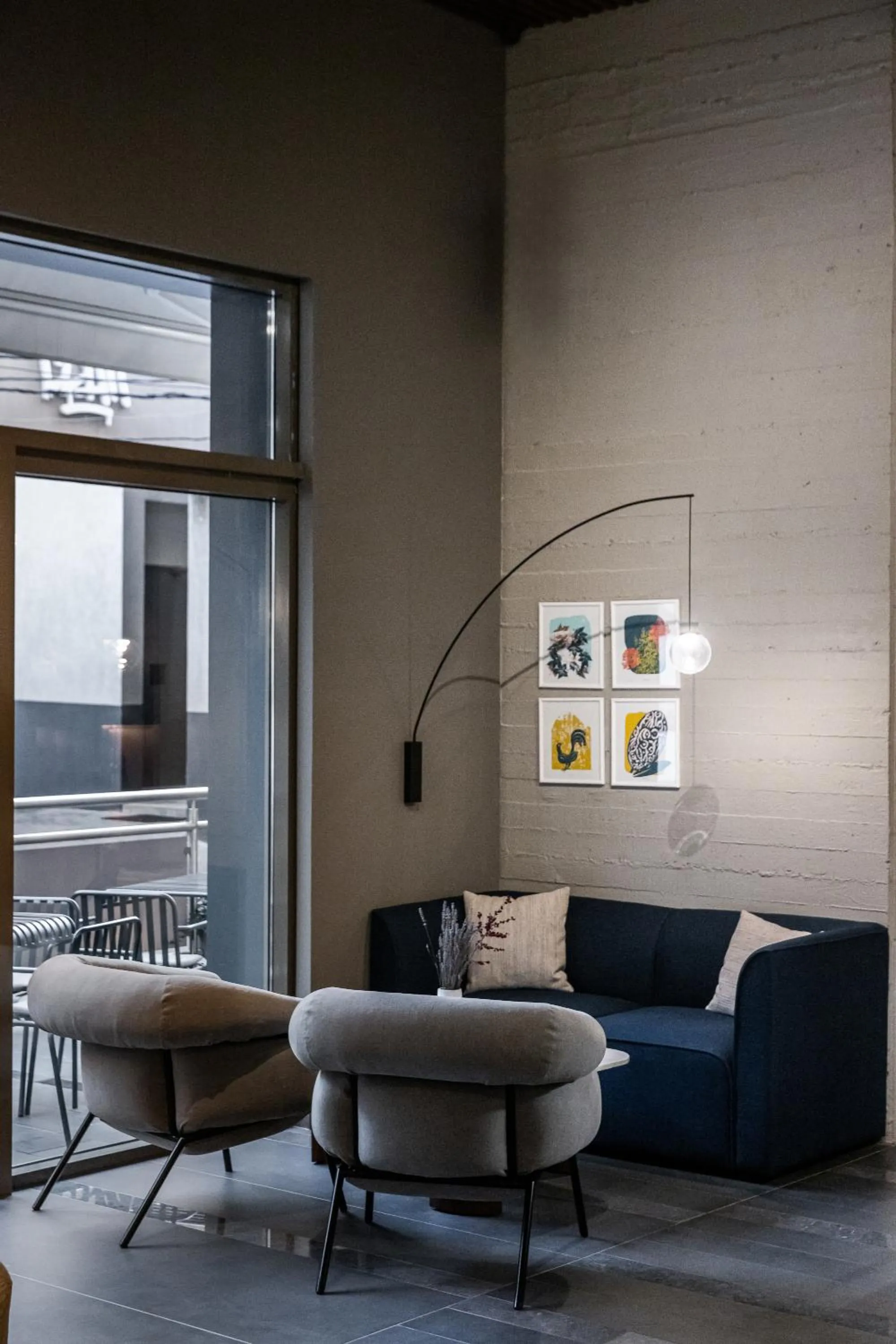 Seating area in ZUR Studios and Suites