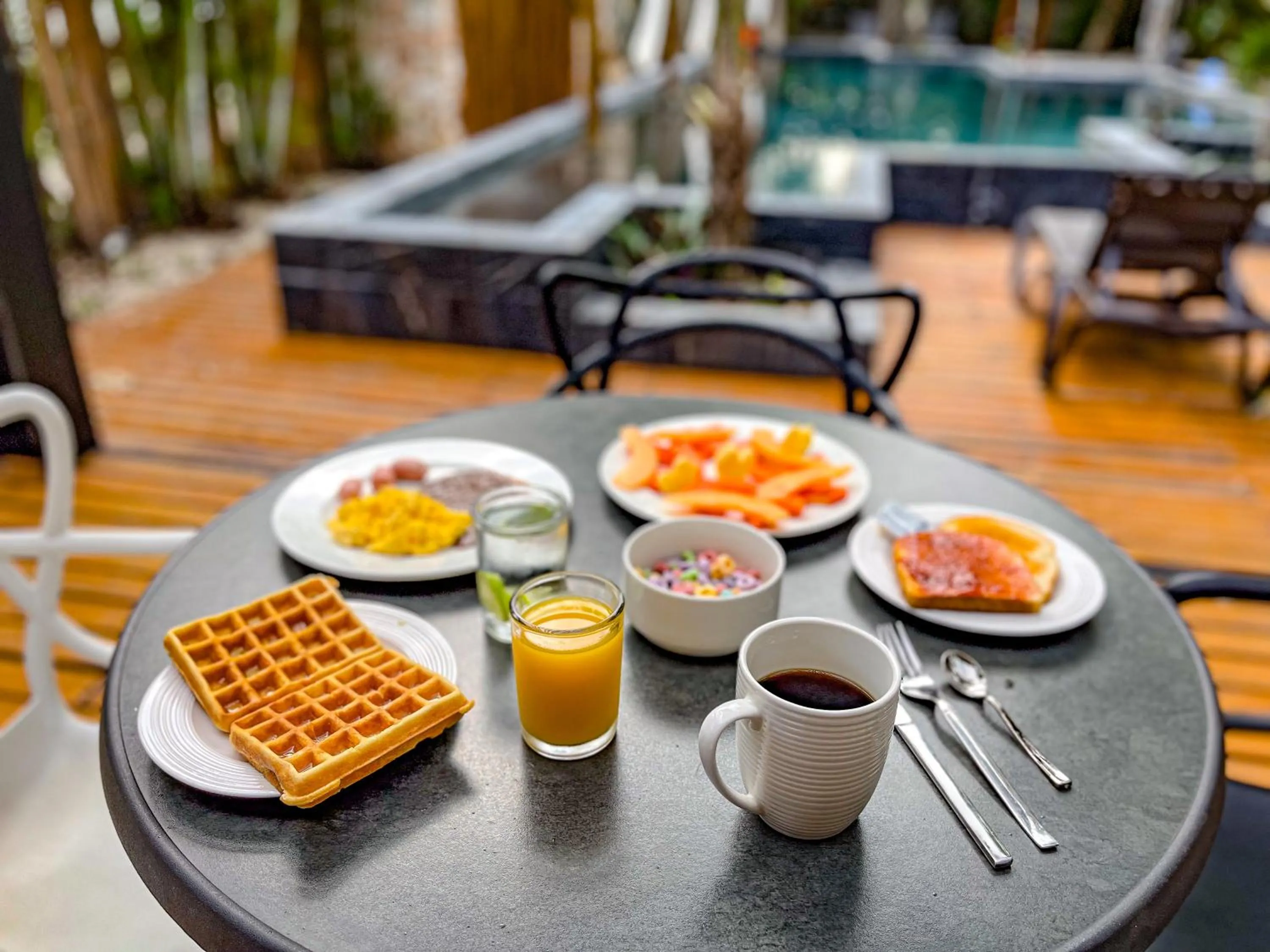 Continental breakfast in Amaka Calma Tulum