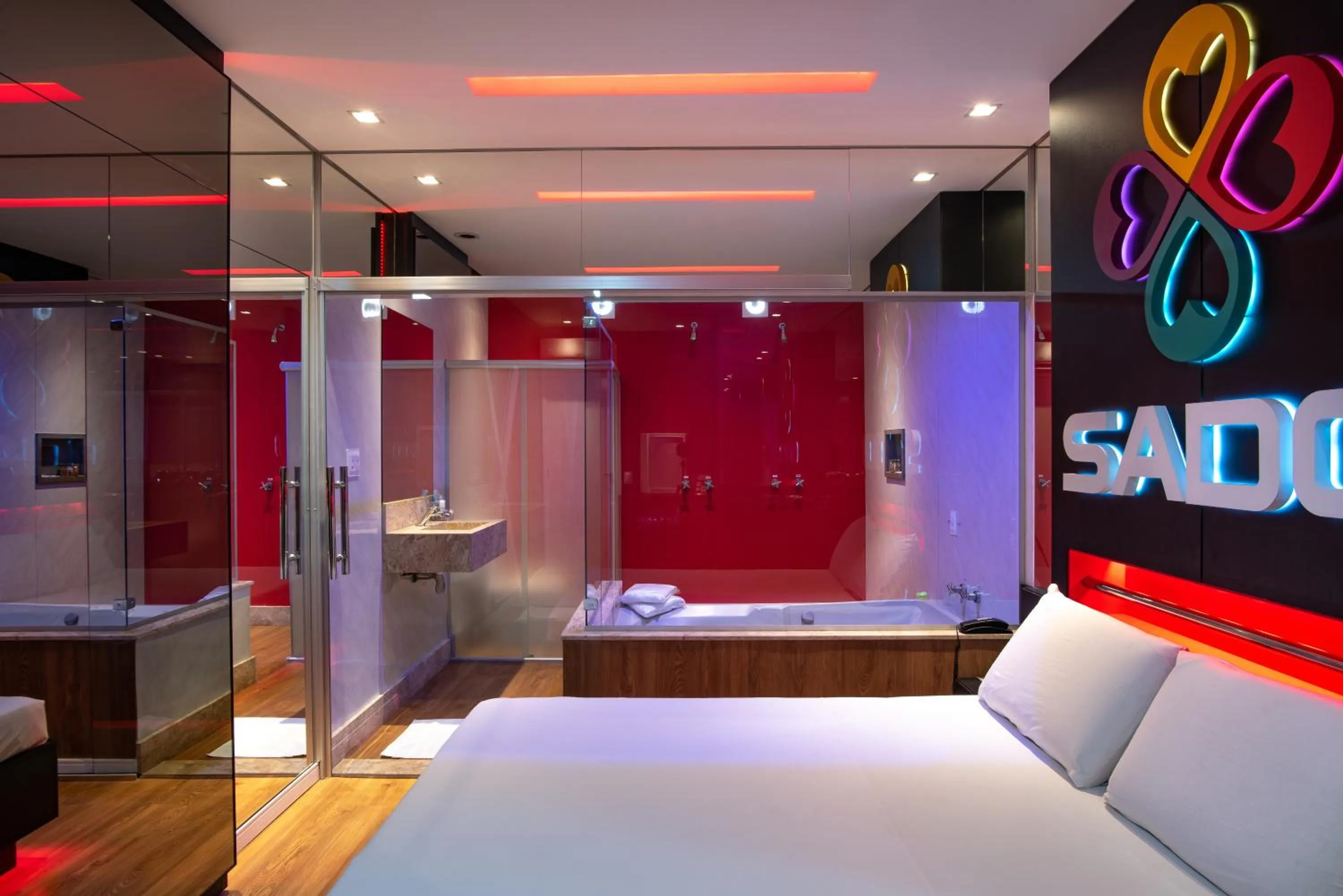 Shower, Bed in Motel Fantasy 1