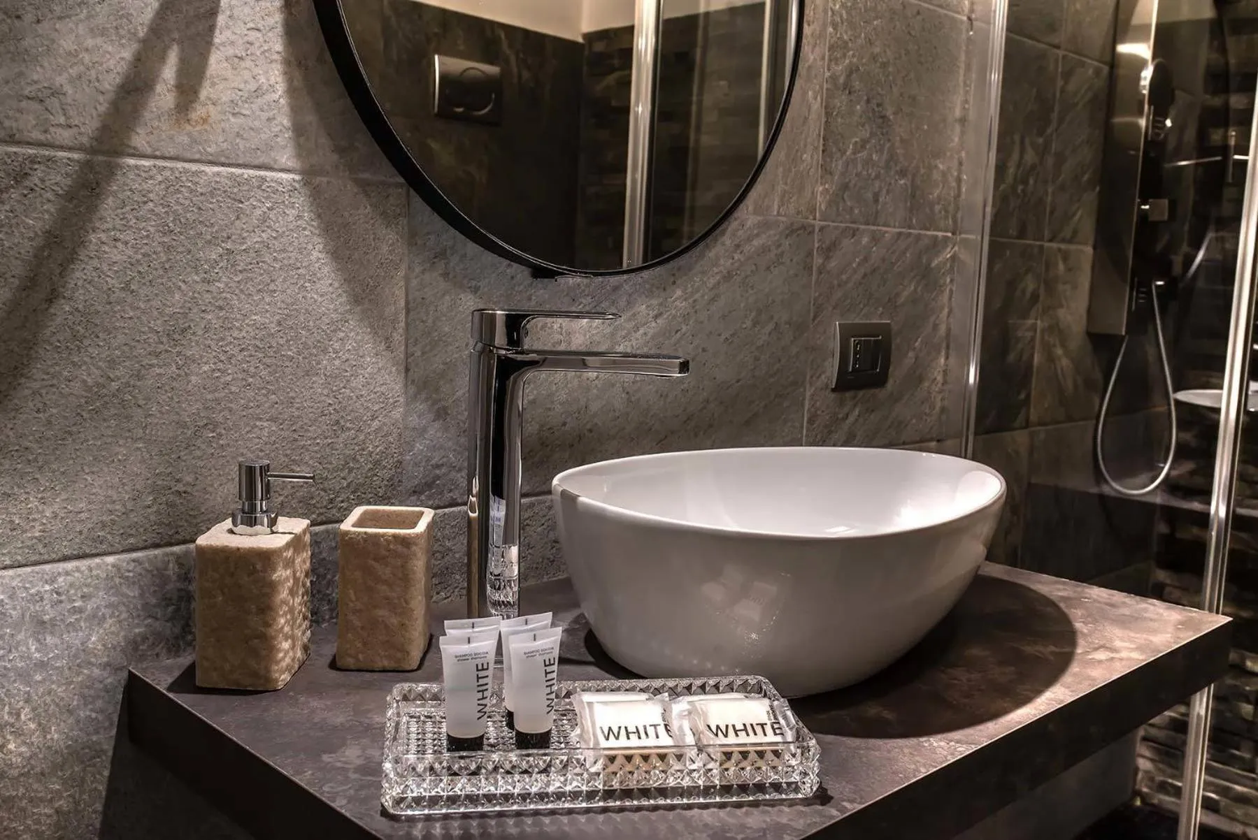 Shower in Black And White Suite