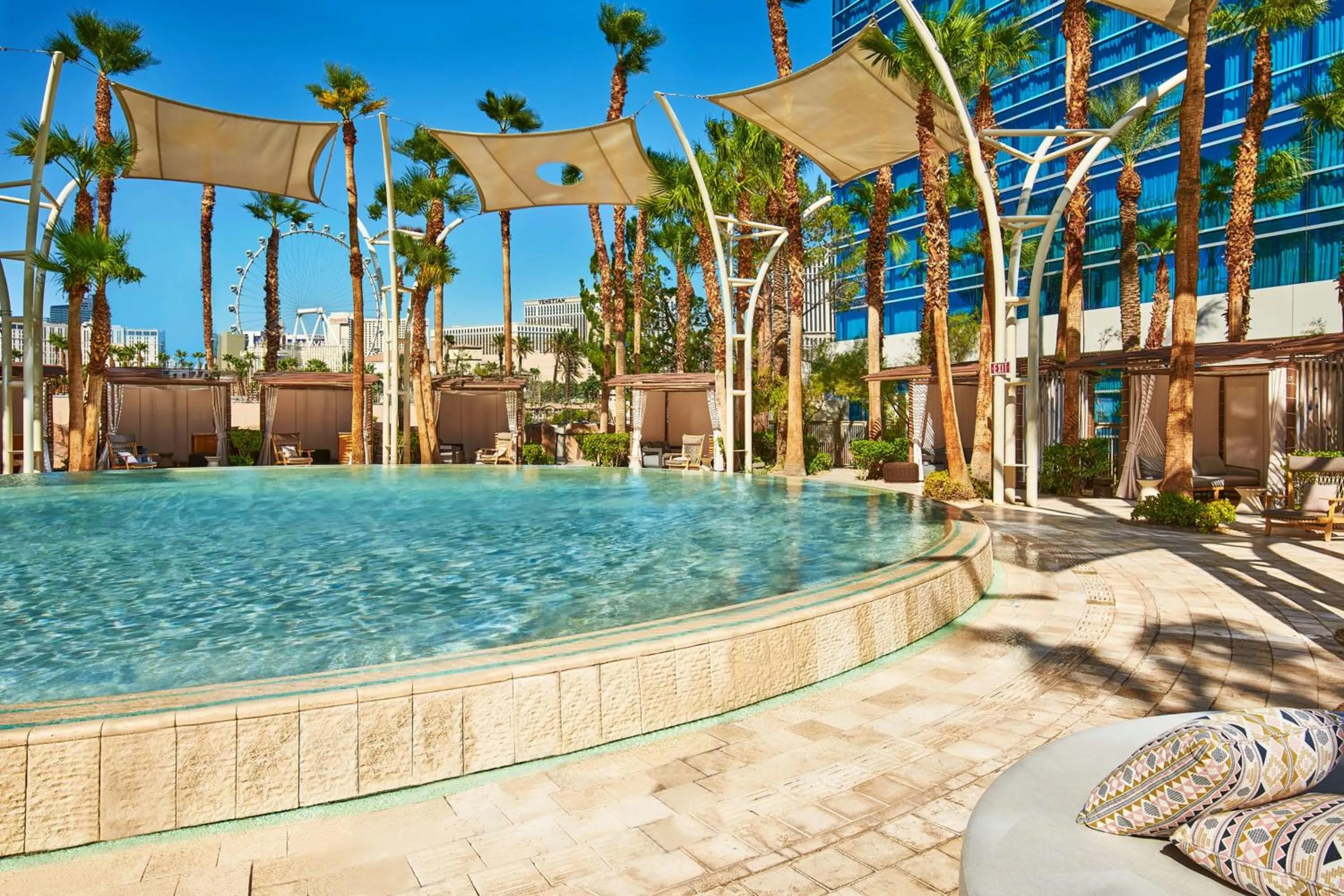 Pool view in Virgin Hotels Las Vegas, Curio Collection by Hilton