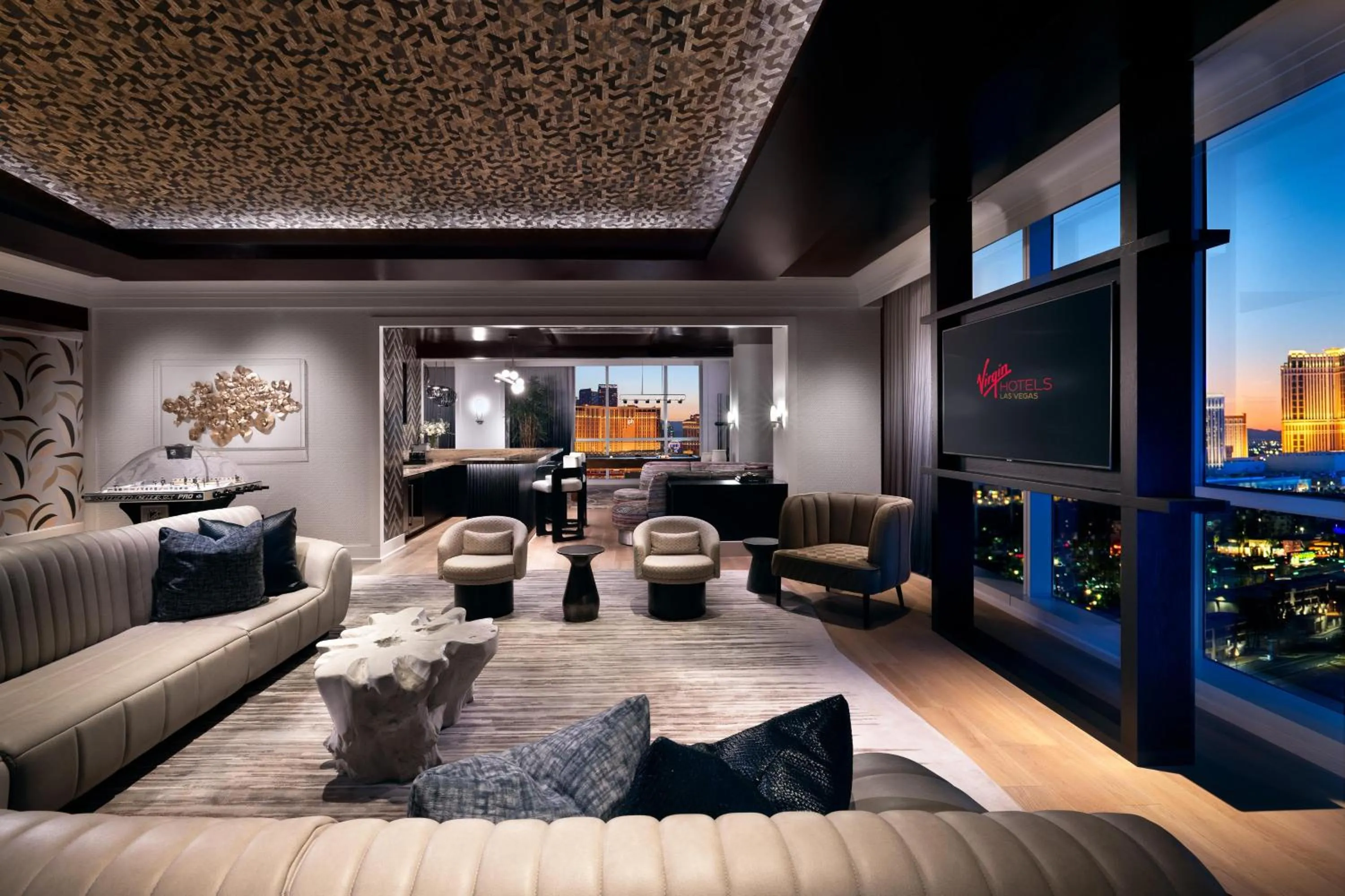 Living room in Virgin Hotels Las Vegas, Curio Collection by Hilton
