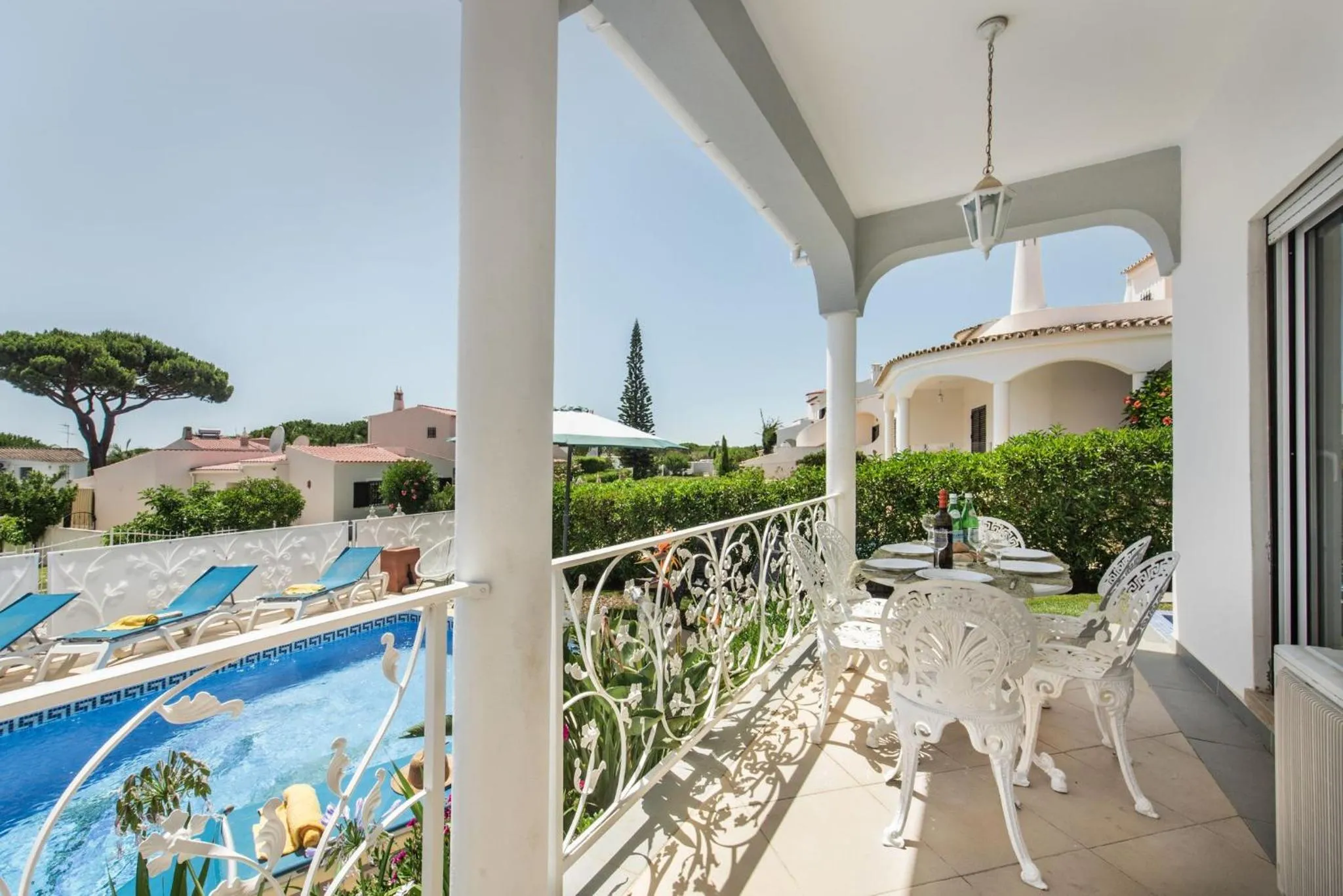 Balcony/Terrace in Charming Villa With Private Pool in Vibrant Vilamoura, Free AC and Wifi