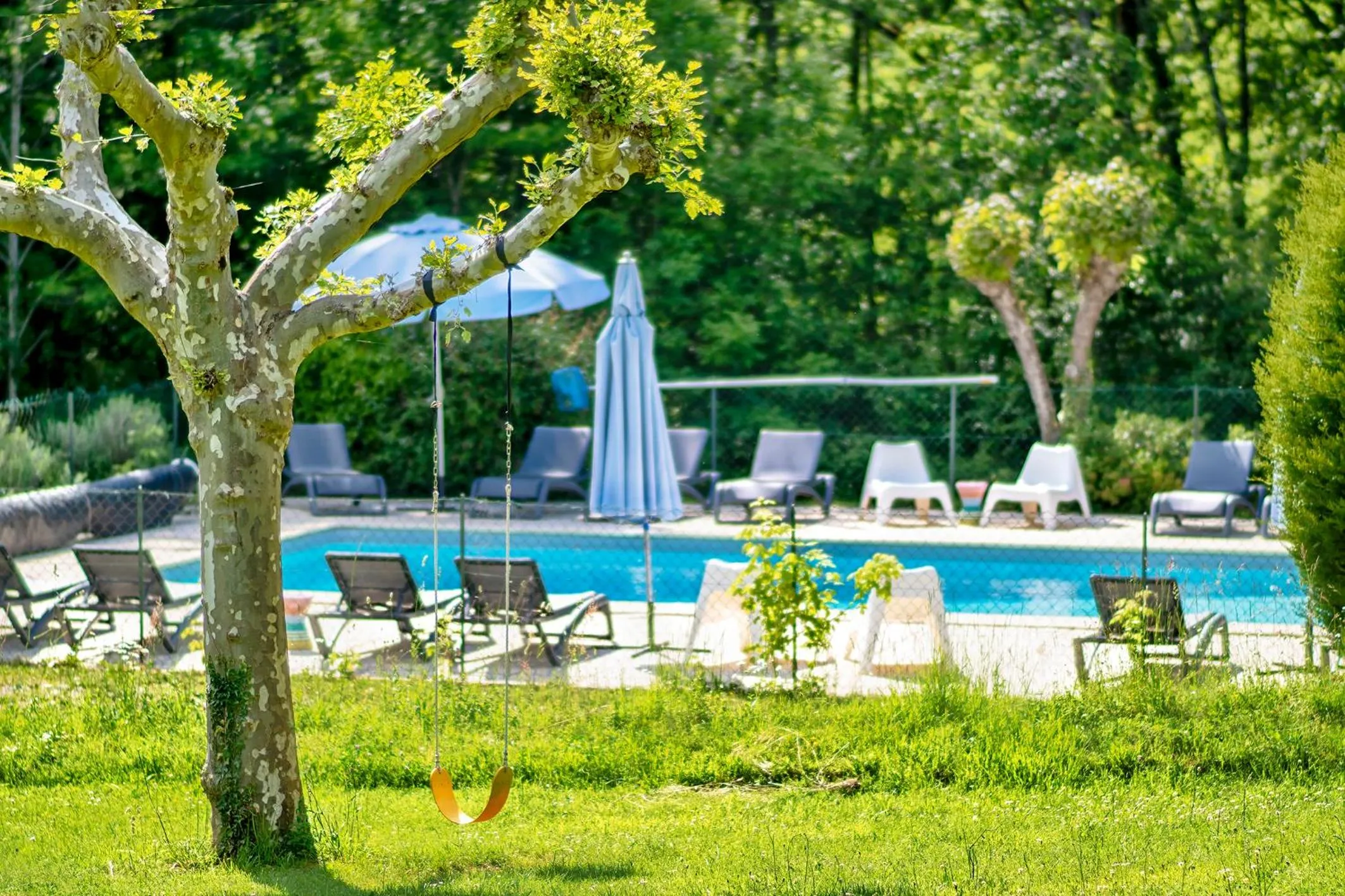Pool view in Gites La Source