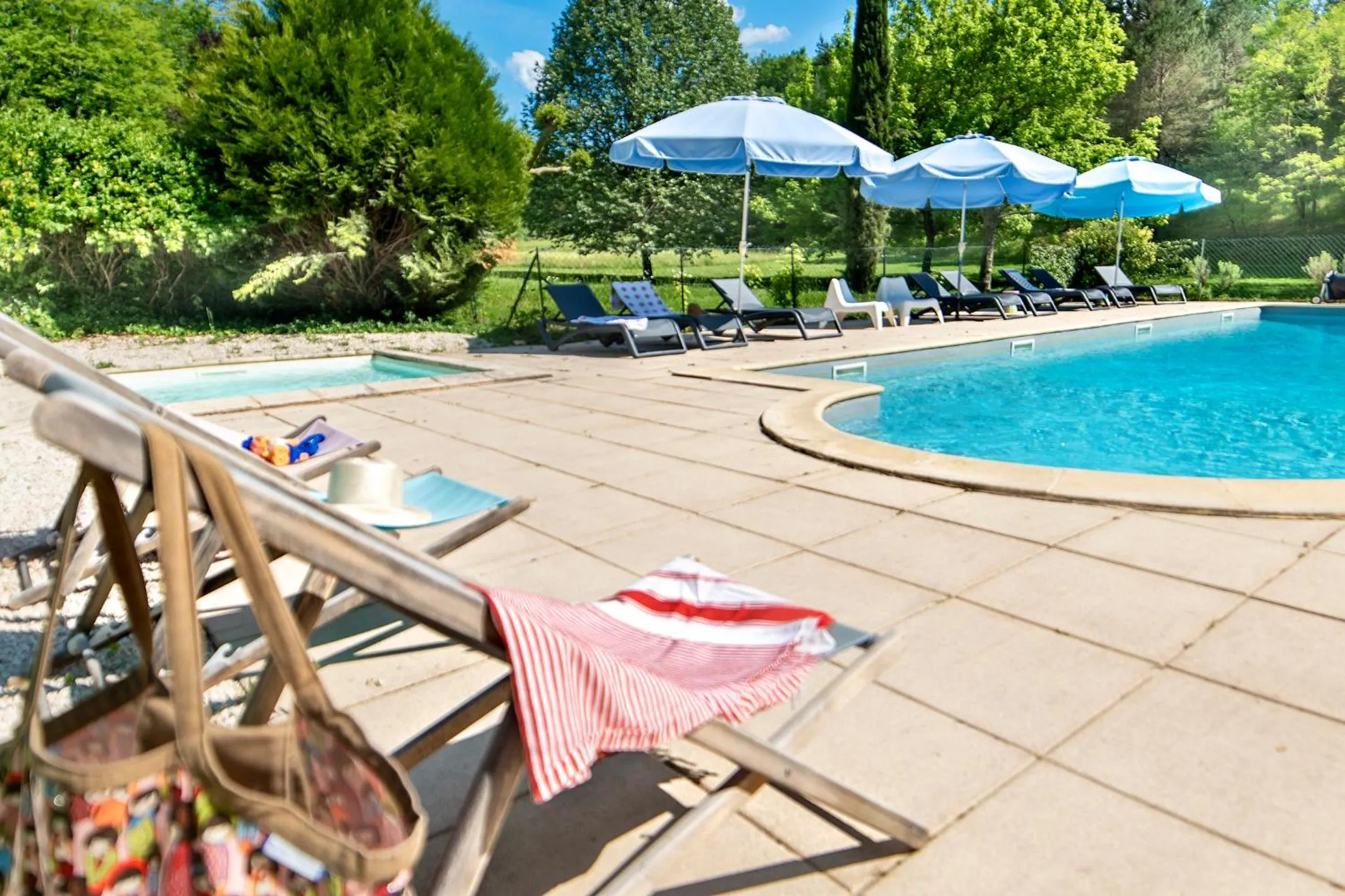 Pool view in Gites La Source