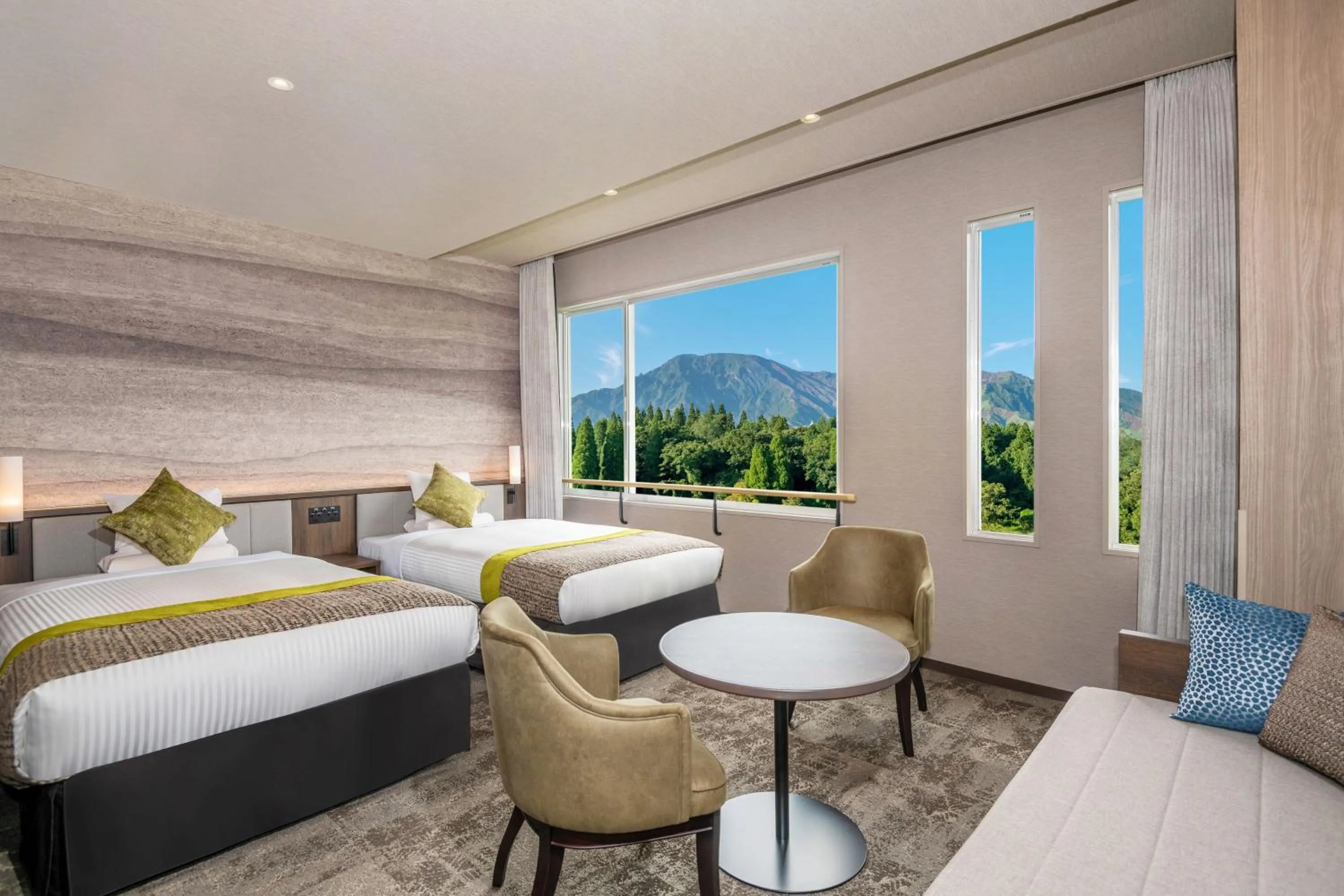 View (from property/room), Bed in KAMENOI HOTEL Aso