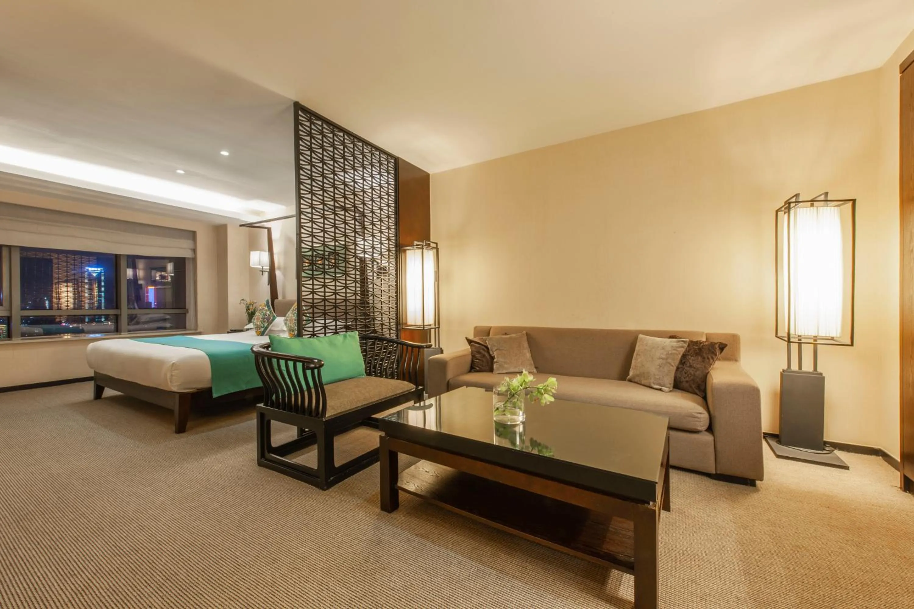 Seating area, Bed in SSAW Boutique Hotel Hefei Intime Centre