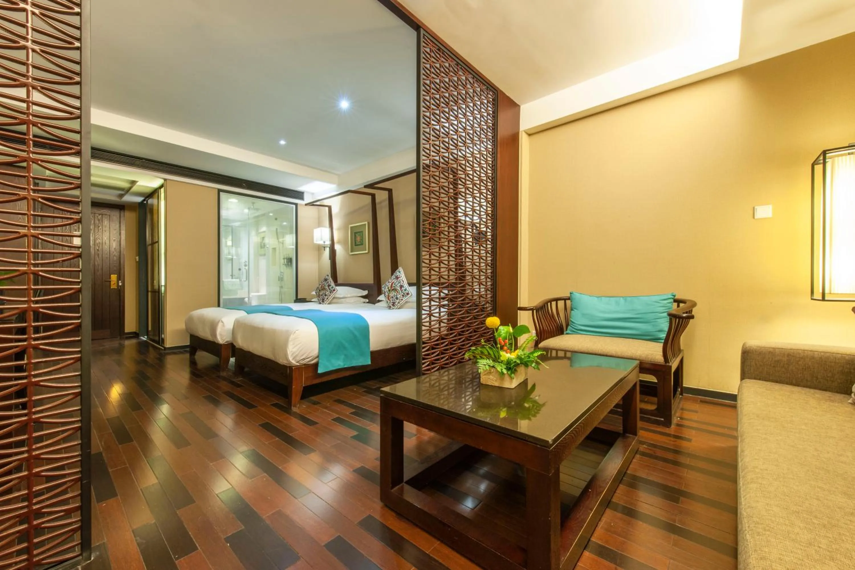 Seating area, Bed in SSAW Boutique Hotel Hefei Intime Centre