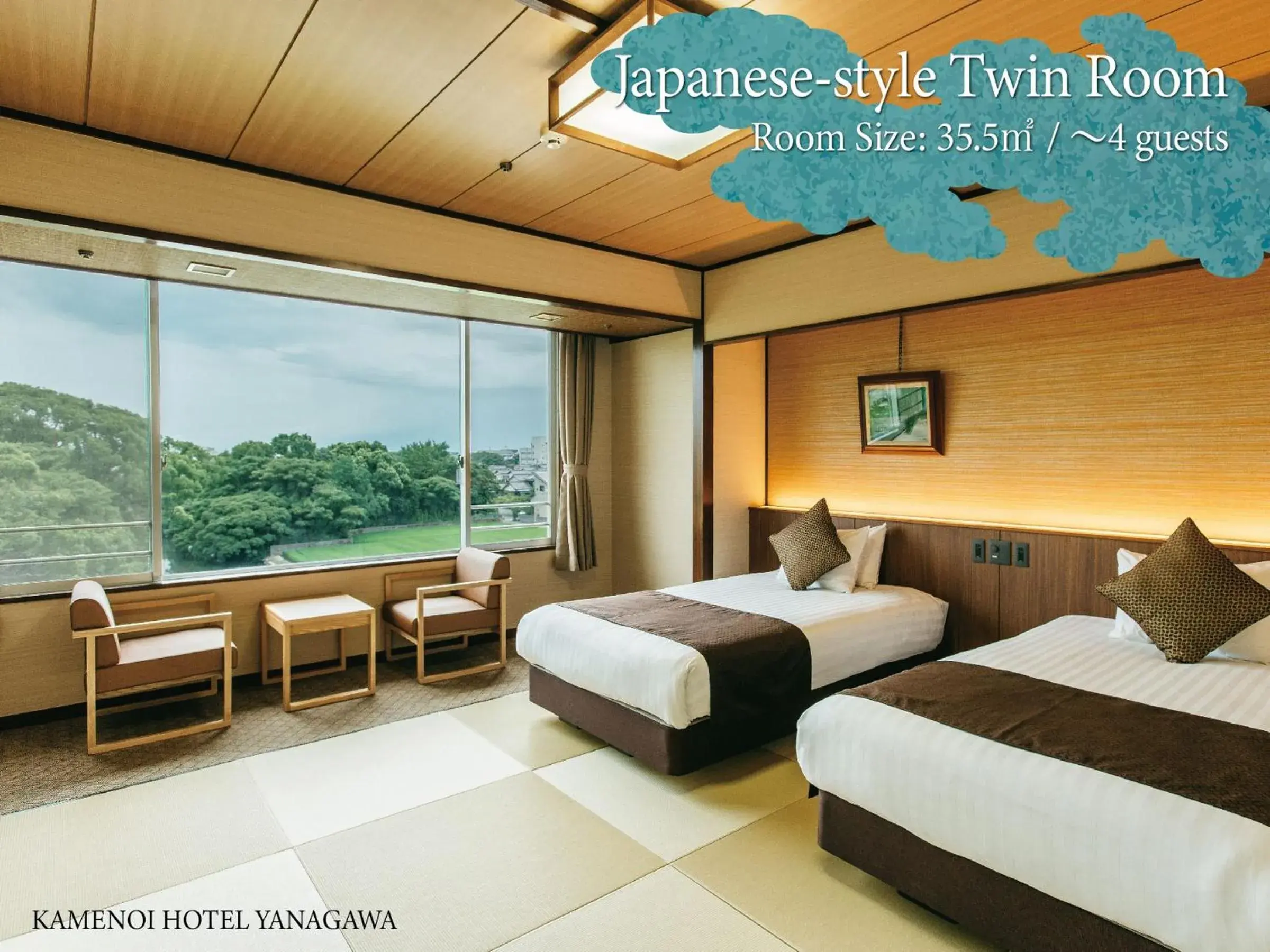Japanese-style Room with Twin Bed in KAMENOI HOTEL Yanagawa Japanese-style Room with Twin Bed in KAMENOI HOTEL Yanagawa
