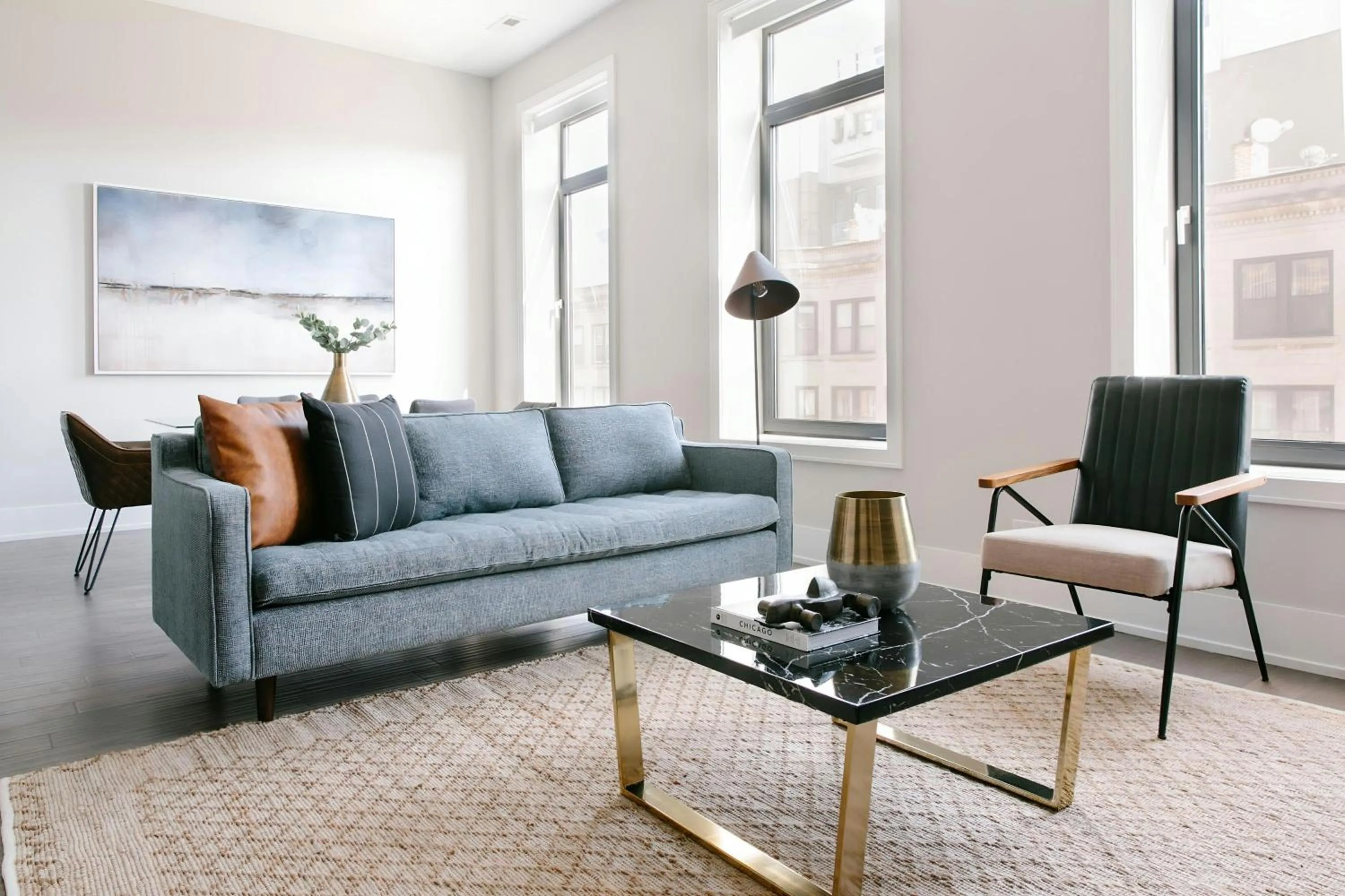 Living room in Sonder by Marriott Bonvoy Greektown Apartments