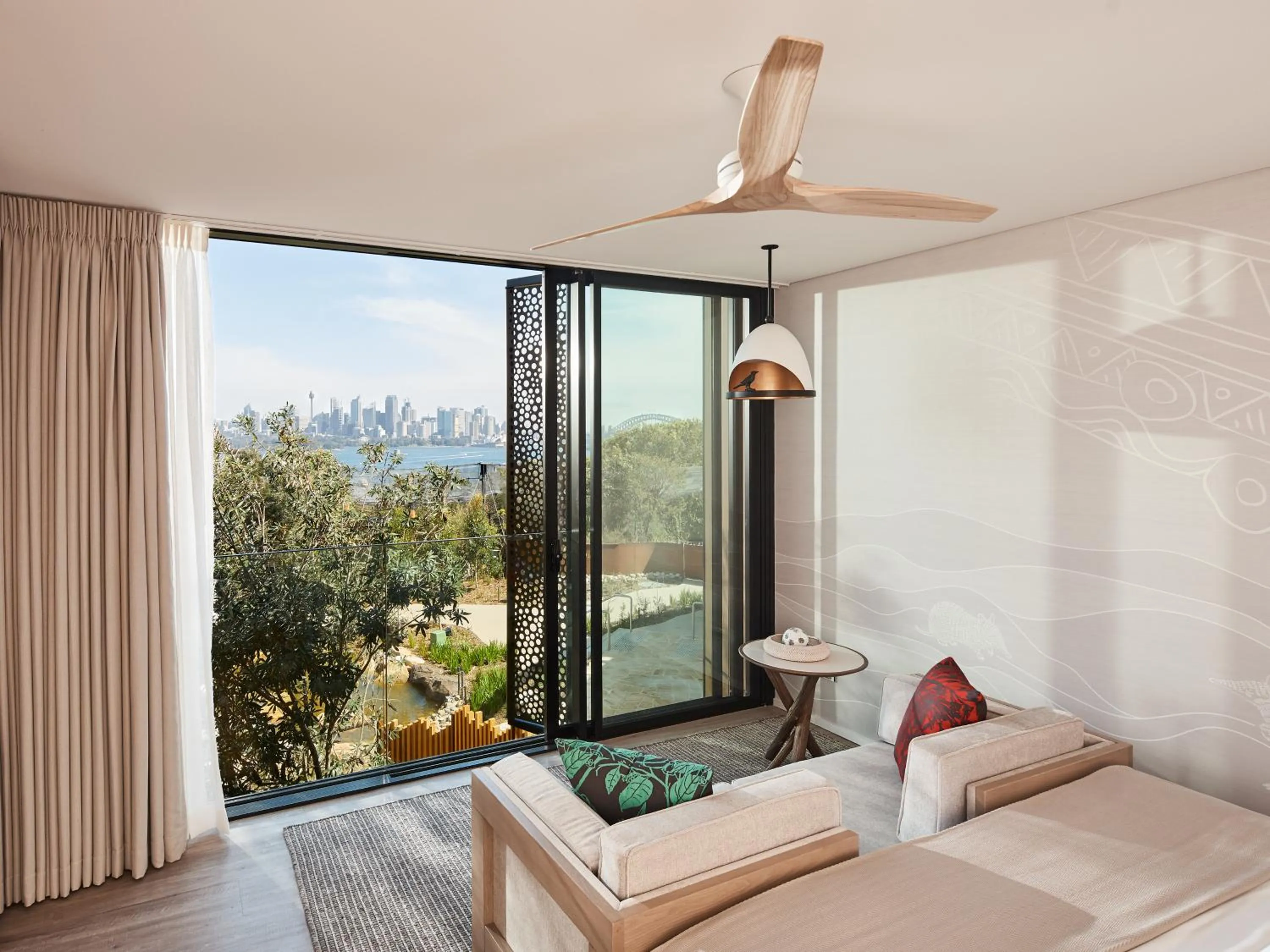 Seating area, Bed in Wildlife Retreat at Taronga