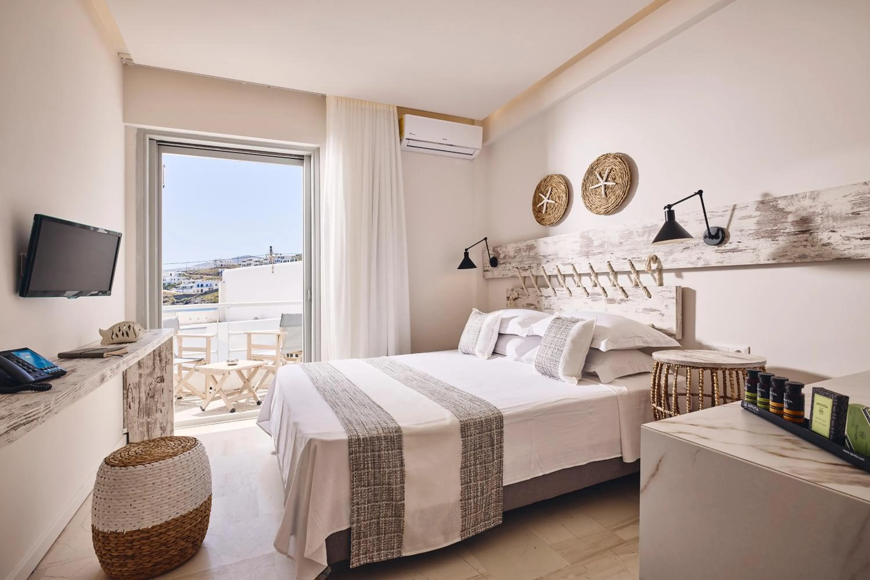 Bed in Kythnos Bay Hotel