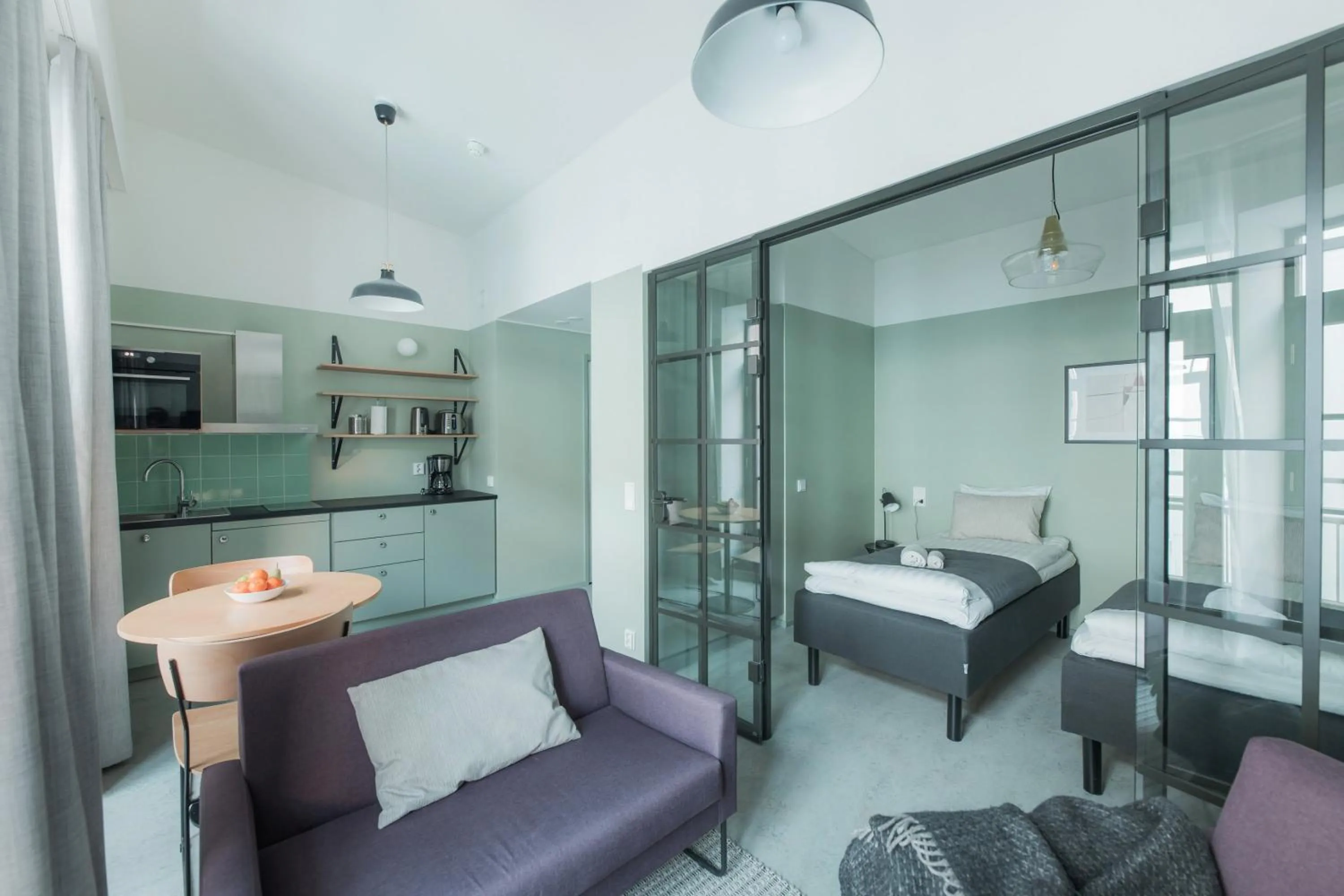 Living room, Bed in Forenom Aparthotel Jyväskylä