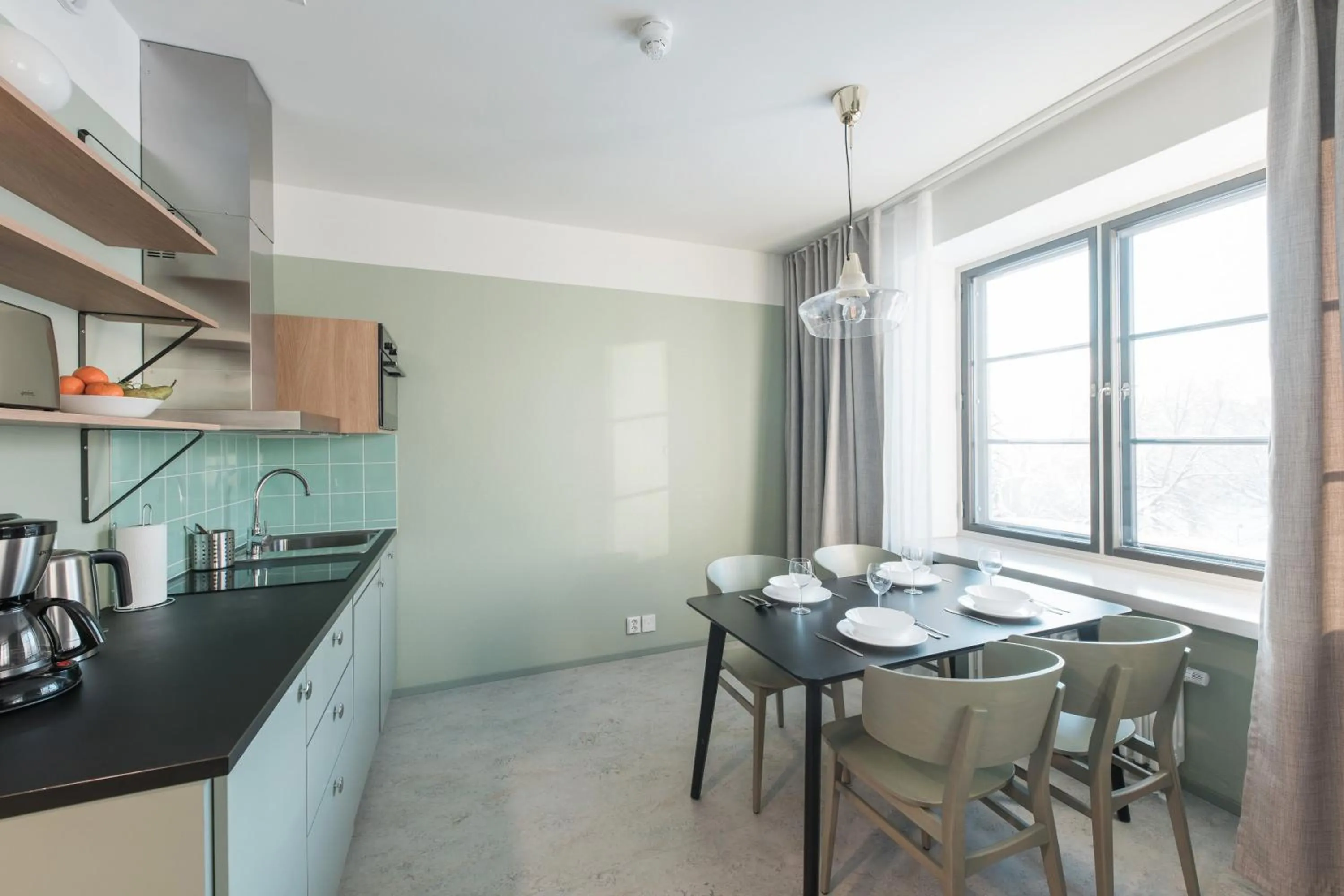 Kitchen or kitchenette in Forenom Aparthotel Jyväskylä