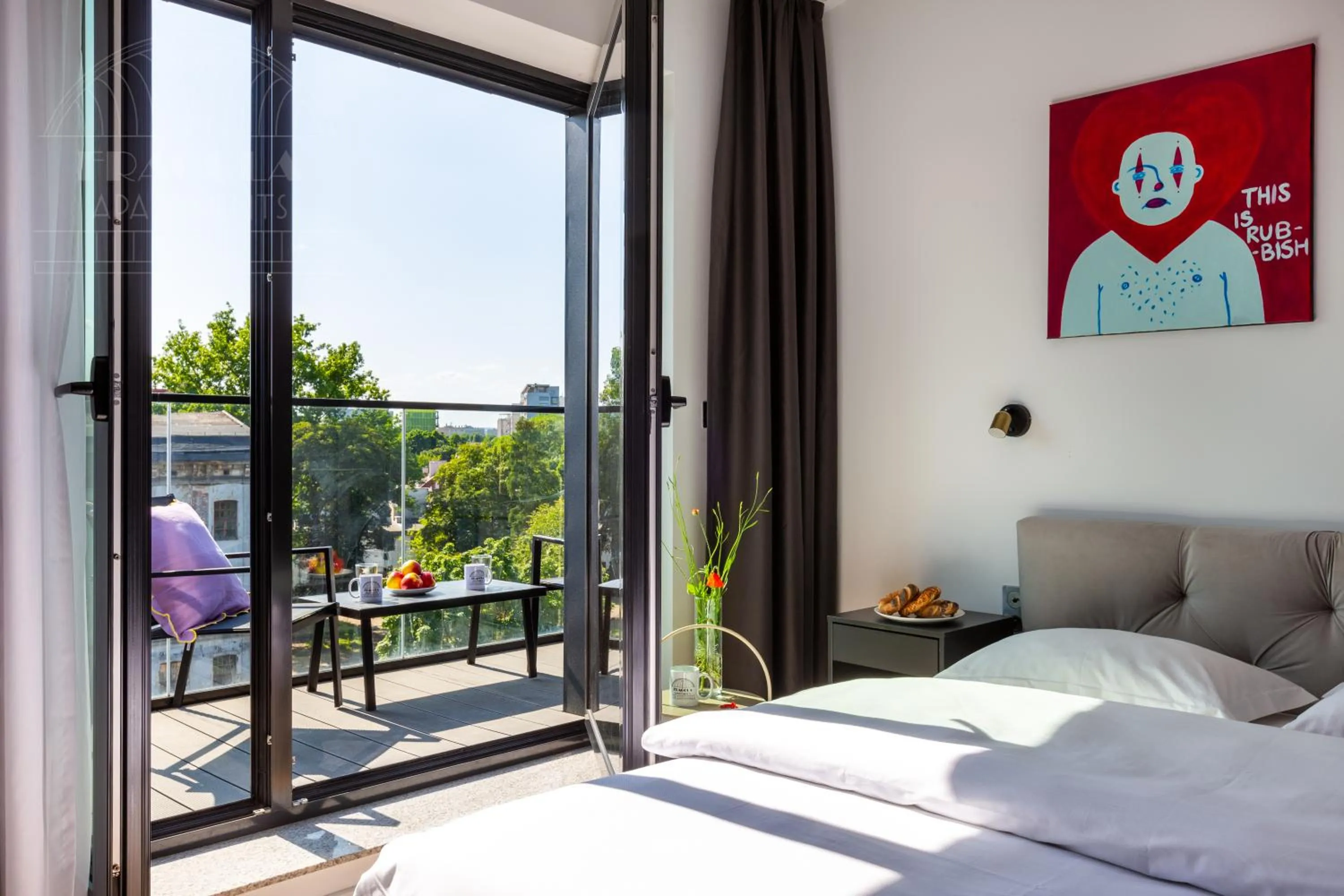 Bed in Fragola Apartments Rajska 3 - modern studios, park