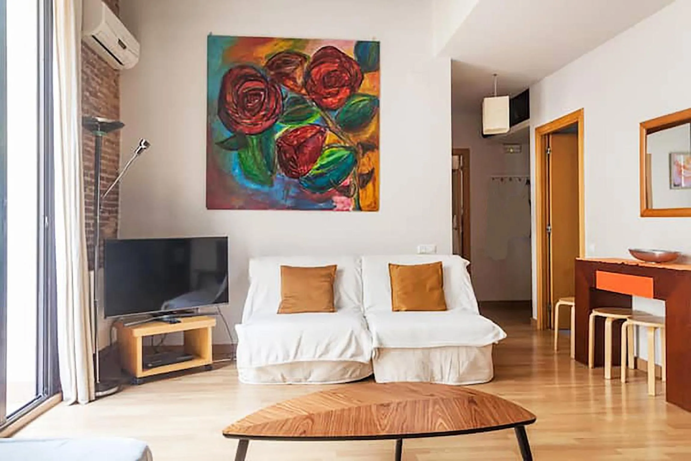 Living room, Bed in Bcn-rentals apartments in the Old town