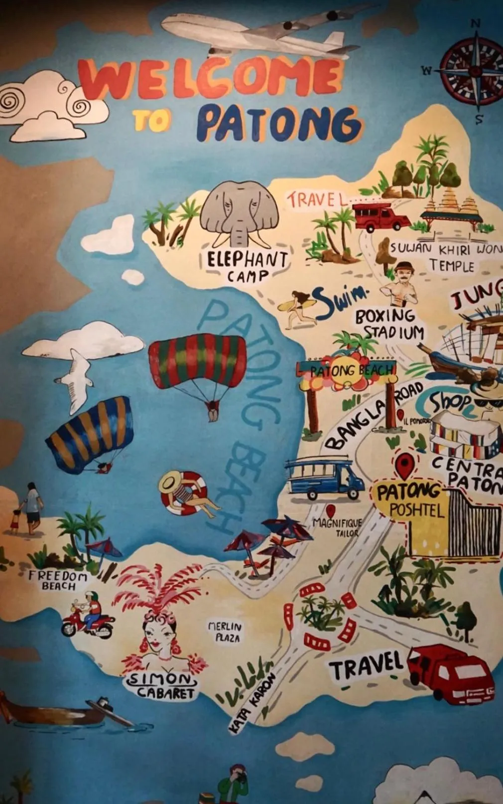 Text overlay in Patong Poshtel