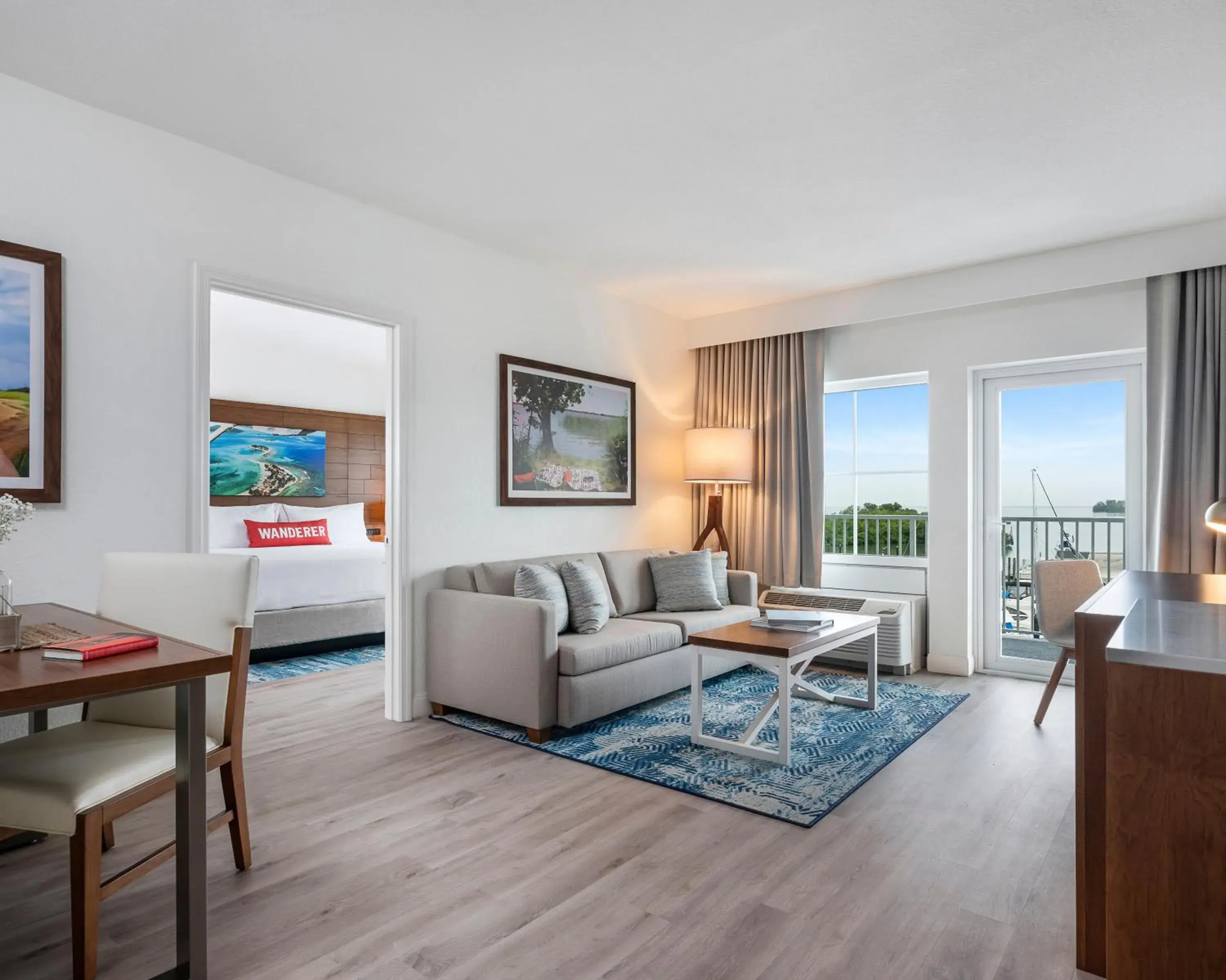 Living room in Compass Hotel by Margaritaville Anna Maria Sound Living room in Compass Hotel by Margaritaville Anna Maria Sound